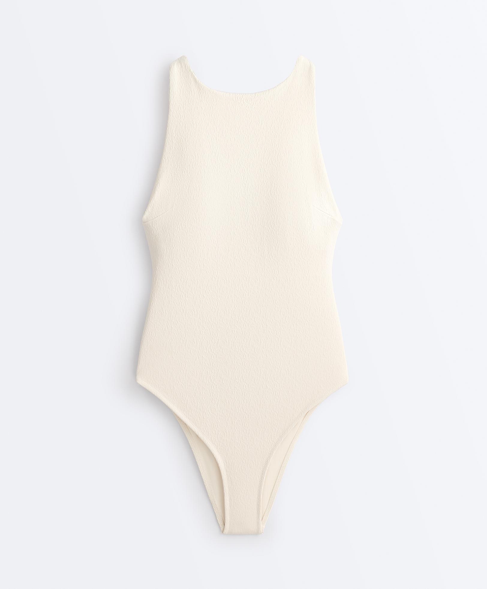 Braided halterneck swimsuit — ECRU