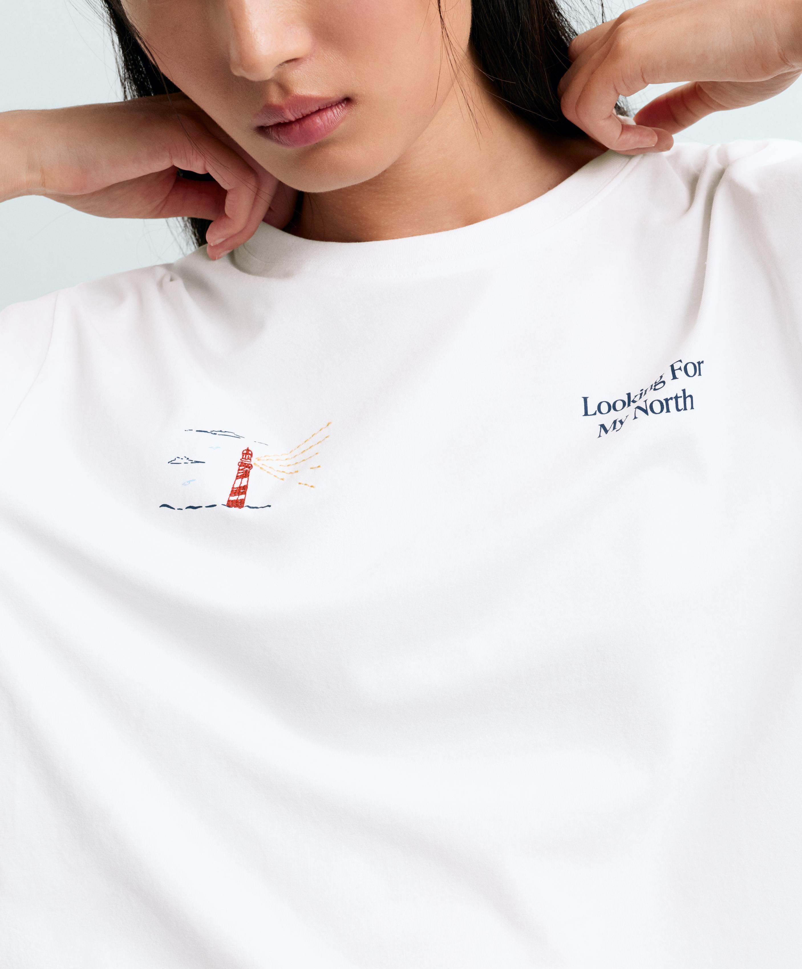 Boxy print cotton blend T-shirt — WHITE 