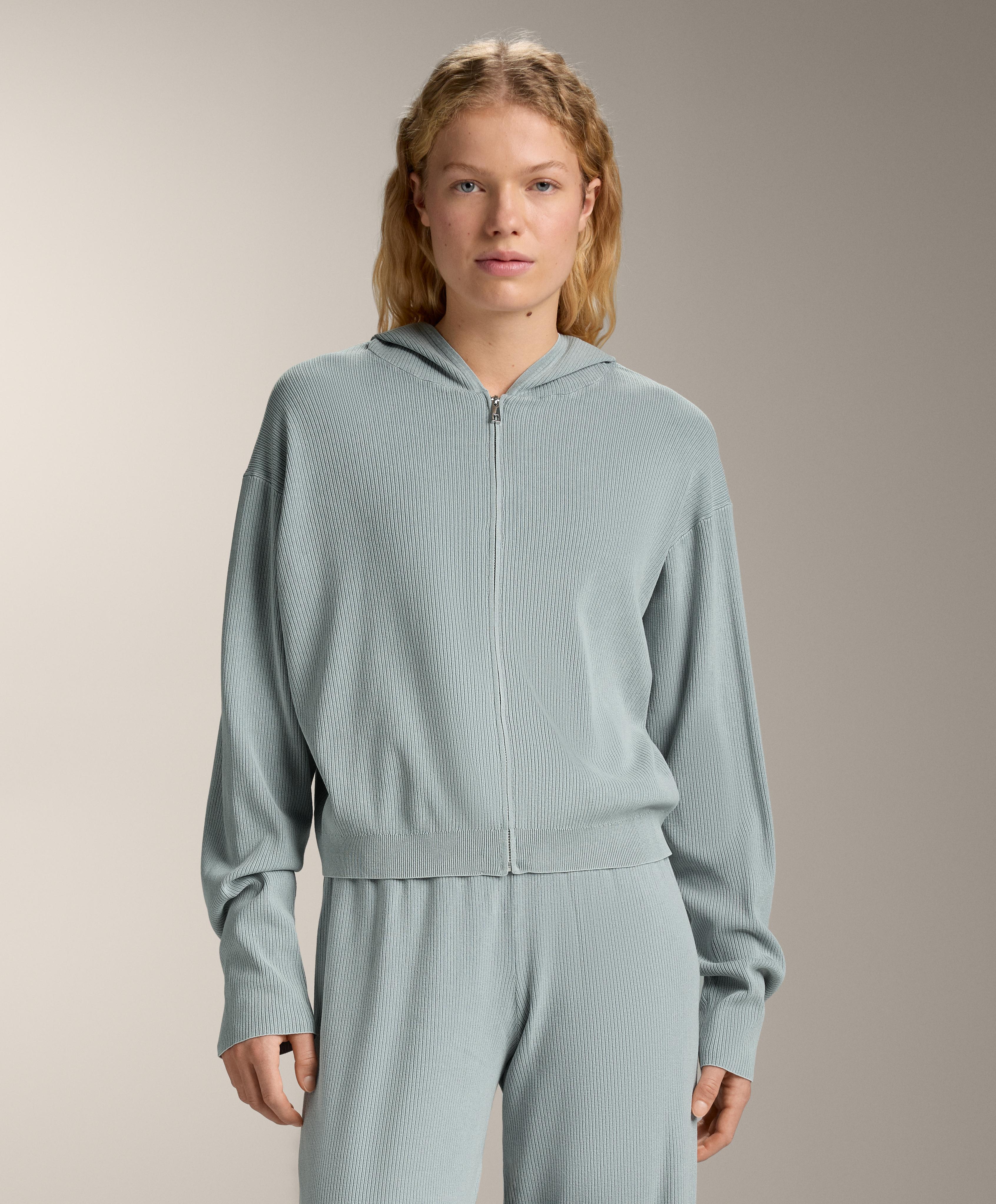 Chaqueta punto rib capucha