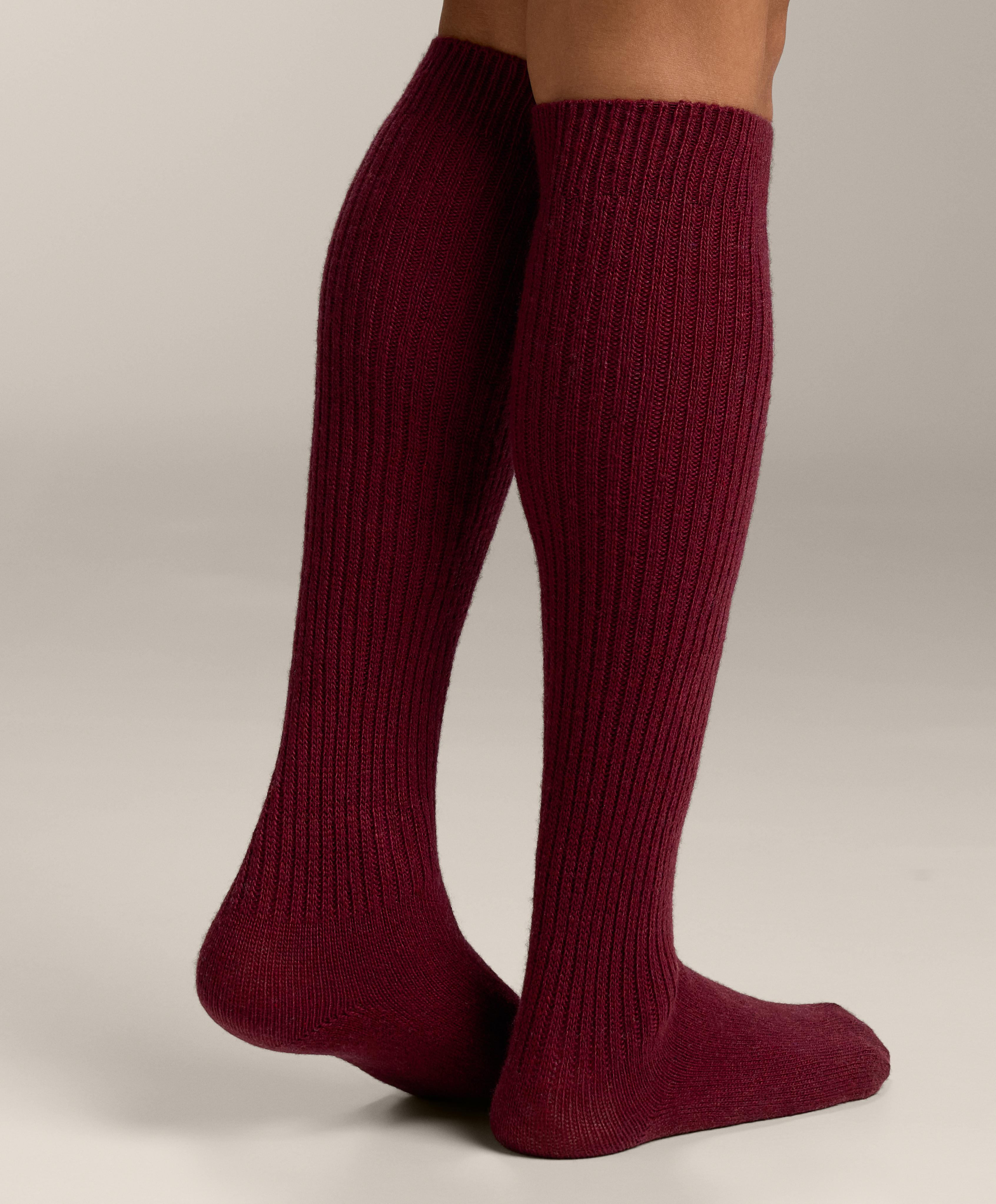 18% cashmere 13% wool long socks — CHERRY