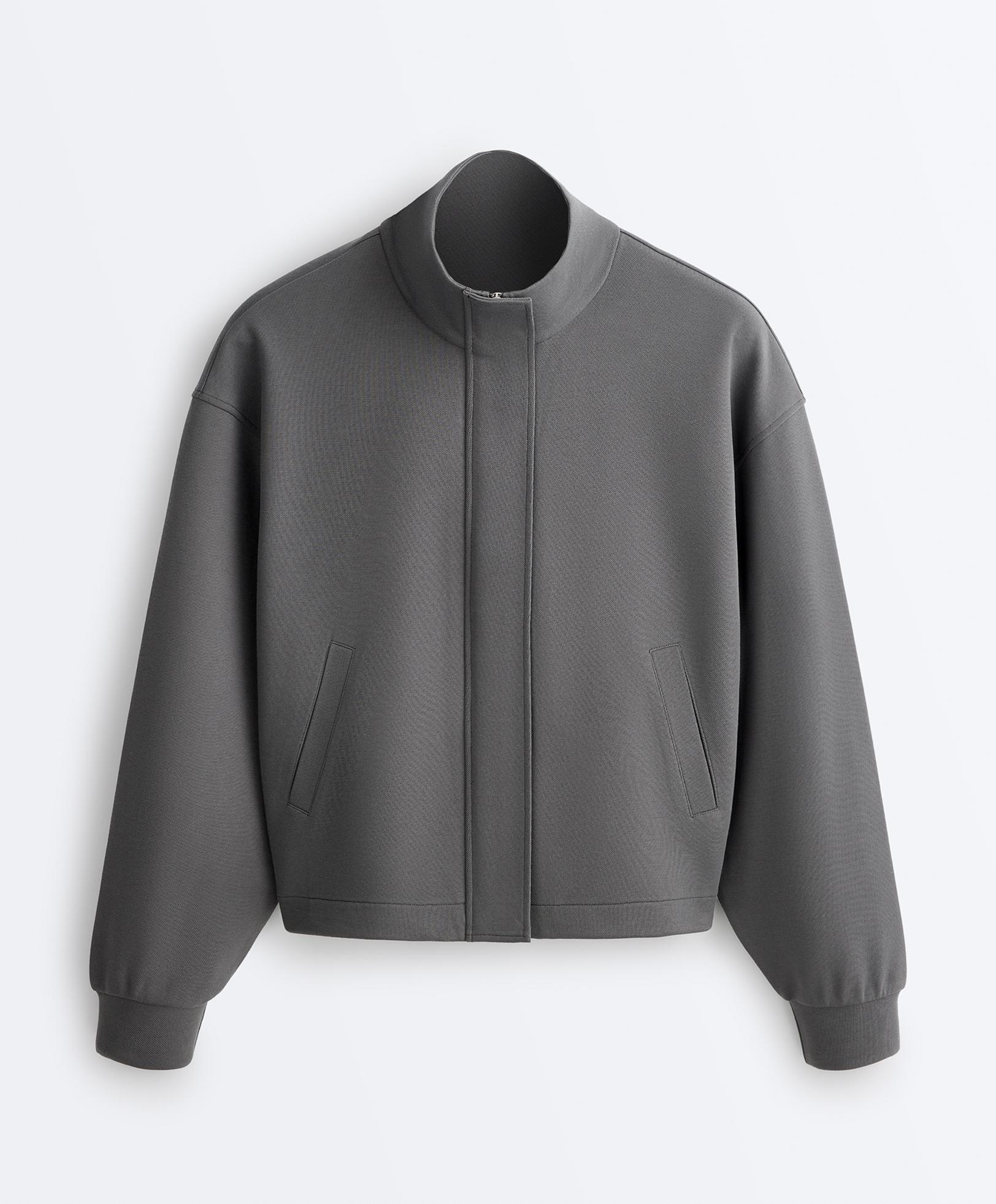 Piqué jacket with cotton — ASPHALT GREY