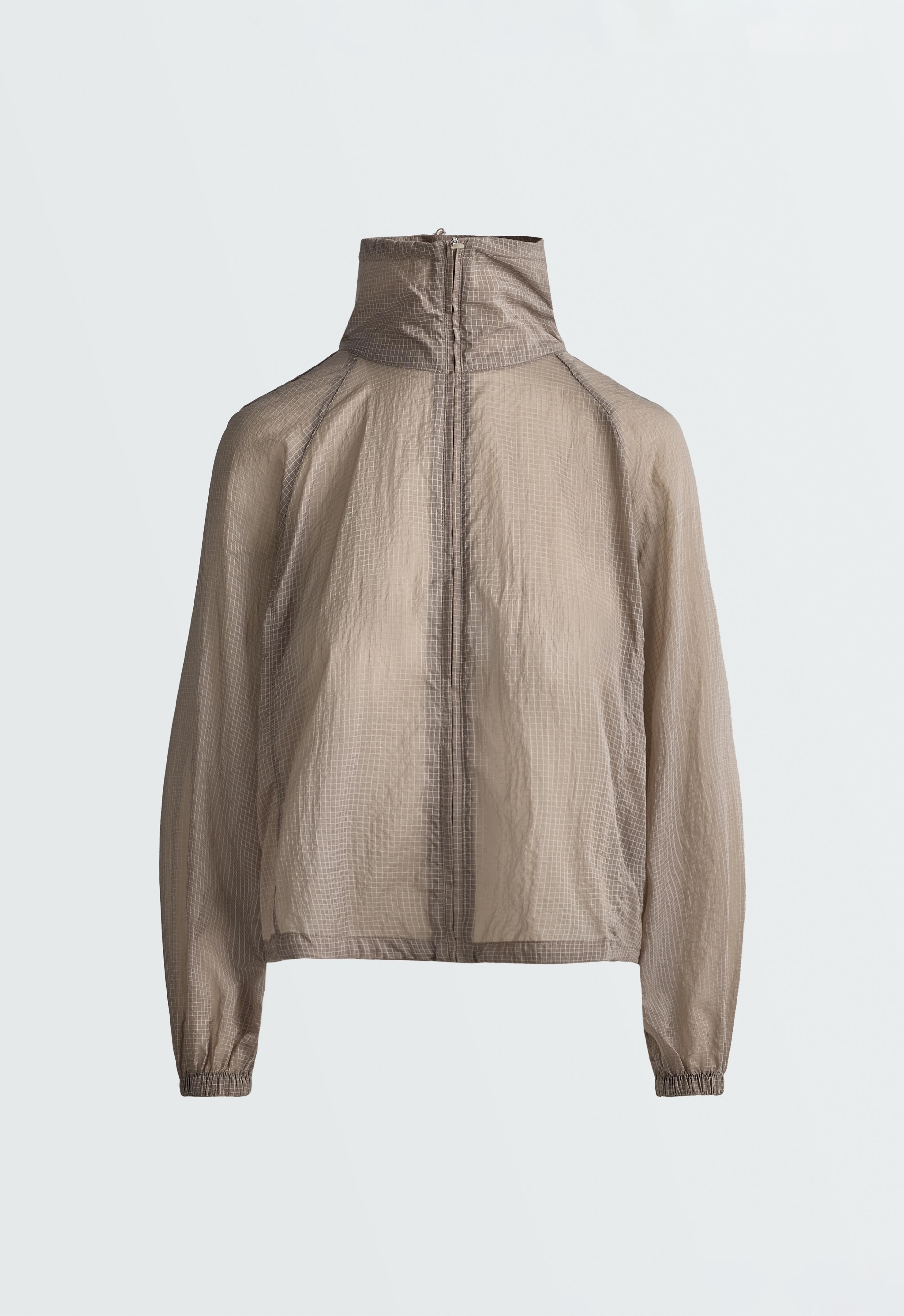 Check track jacket — MINK GREY