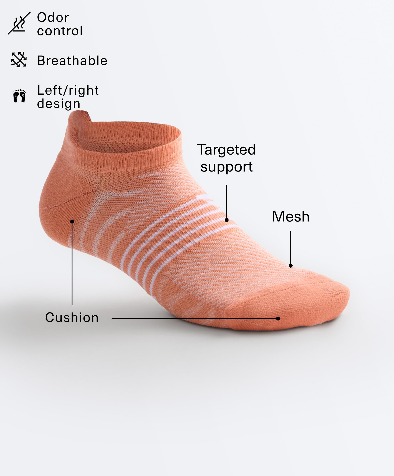 3 pairs of polyamide blend sports sneaker socks with heel tab — PASTEL CORAL