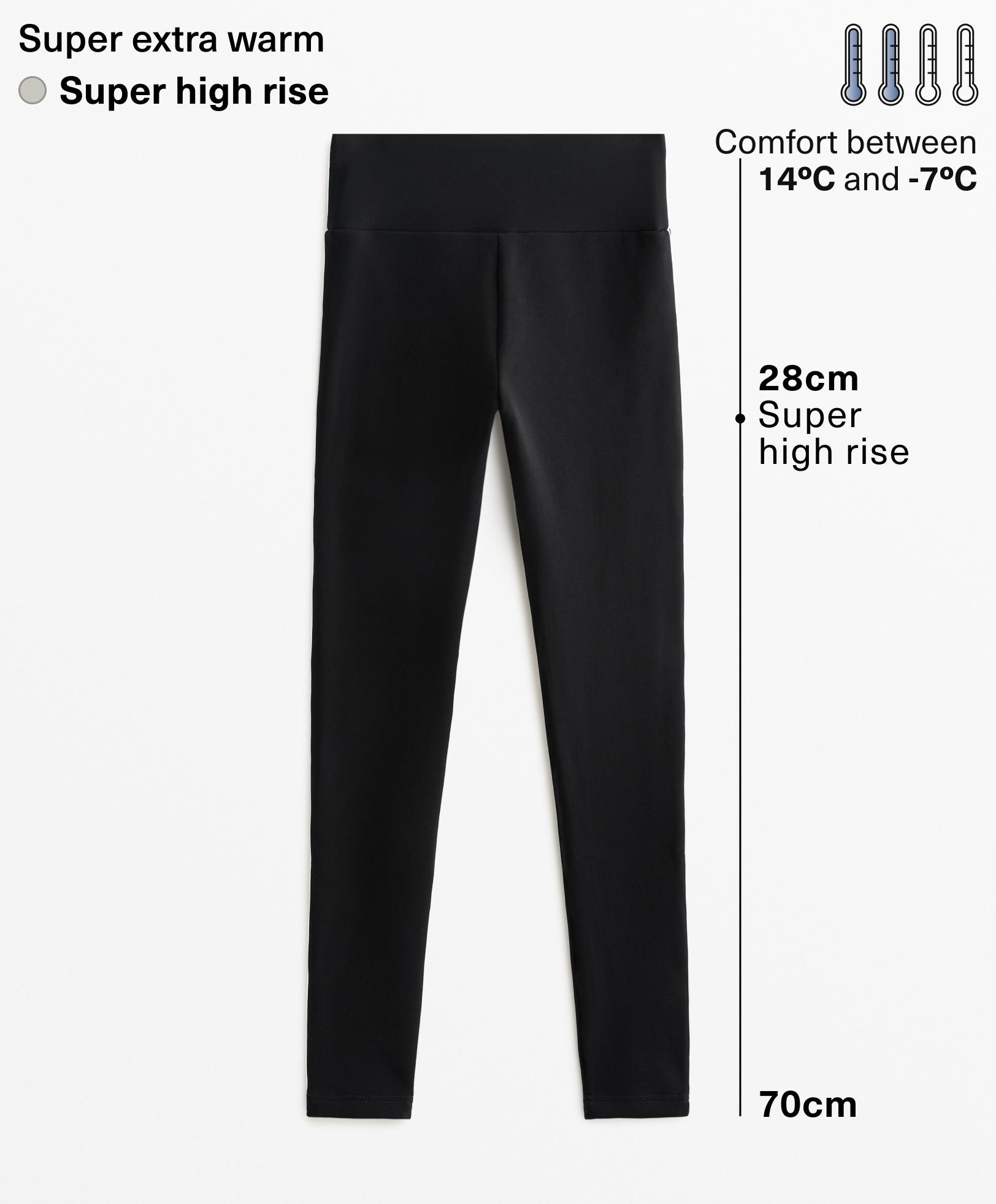 Seamless super extra warm high rise 70cm ankle-length leggings with piping