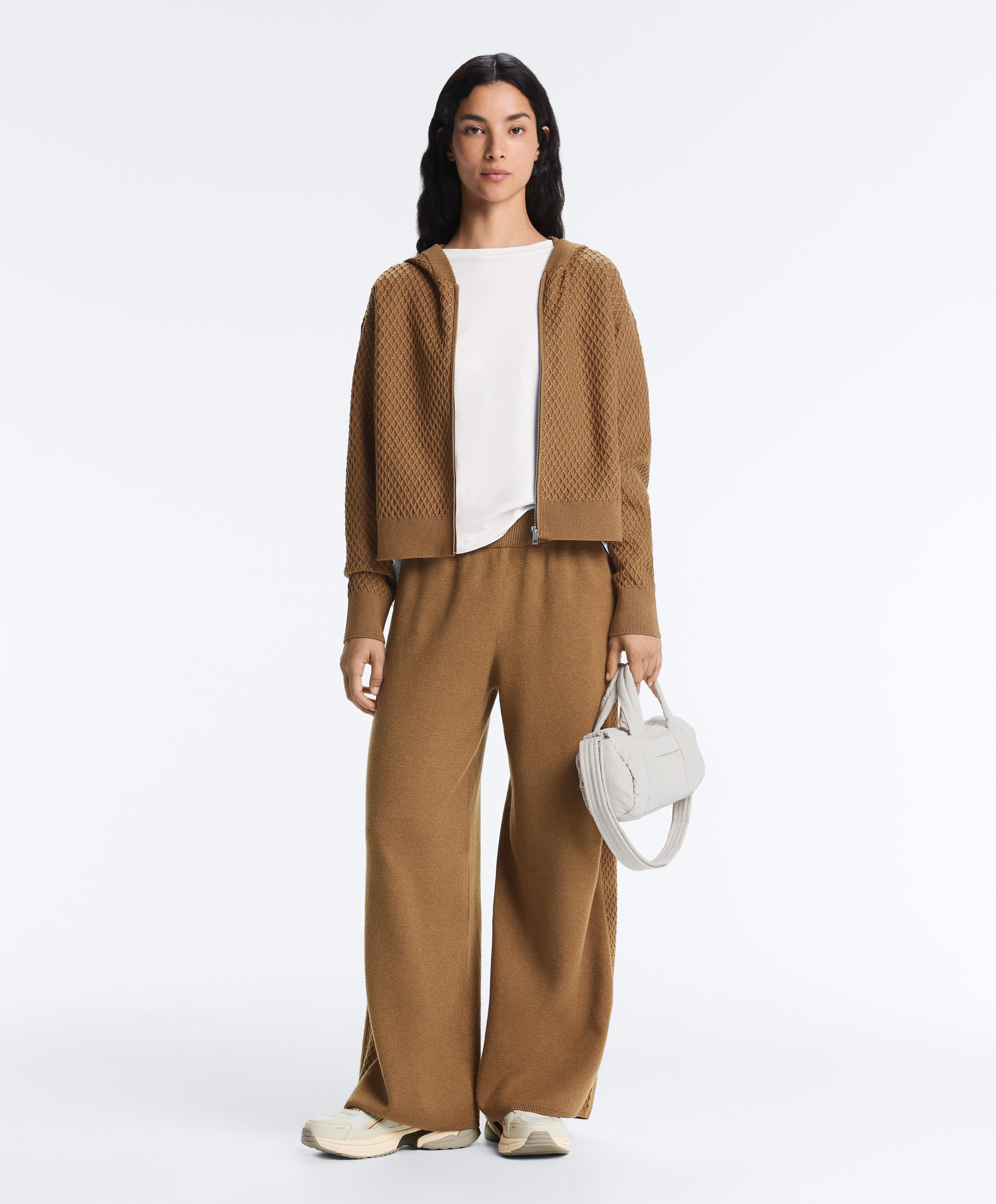 Structured knit hooded jacket — COPPER