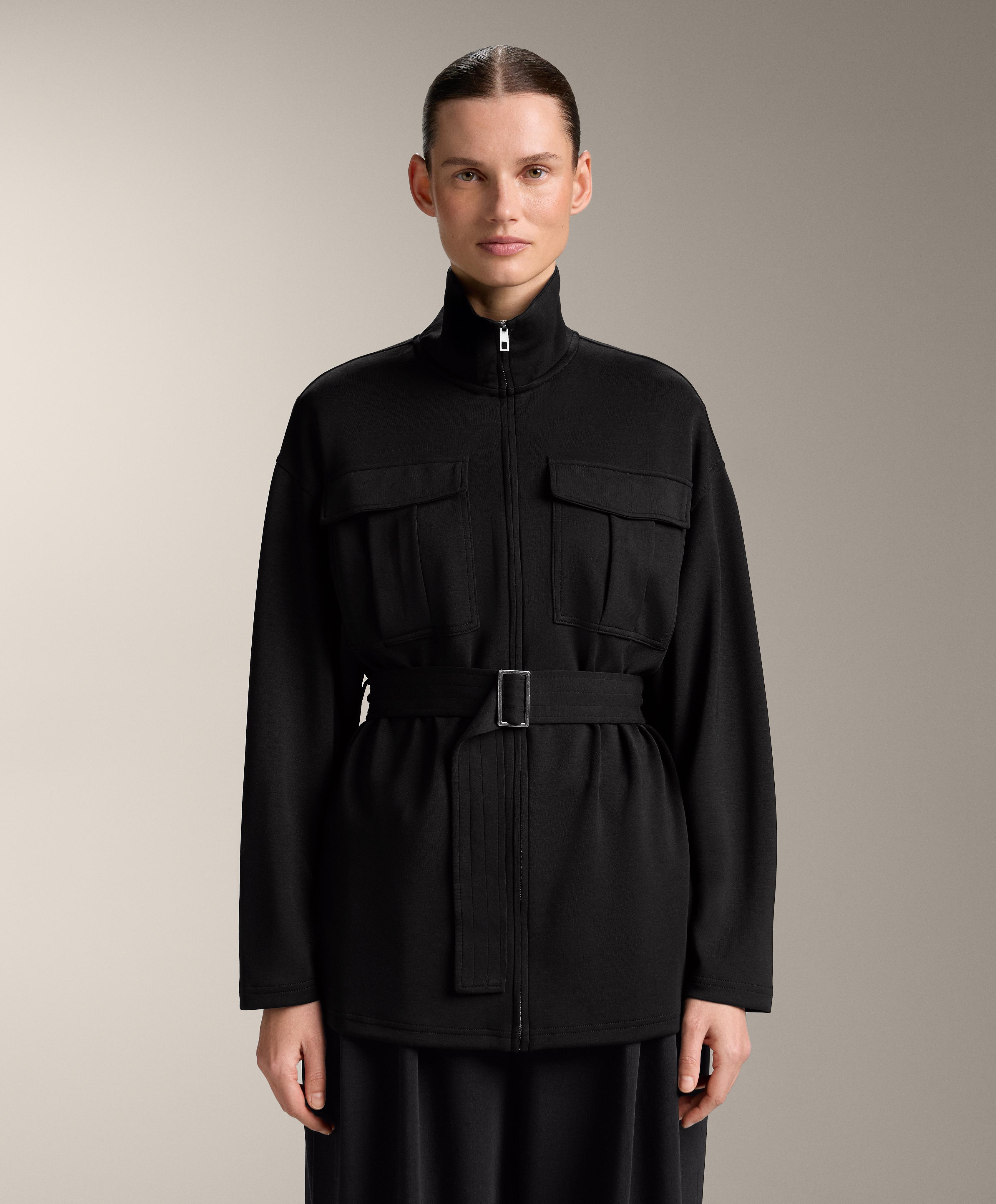 Long soft-touch jacket with modal and belt Long soft-touch jacket with modal and belt
