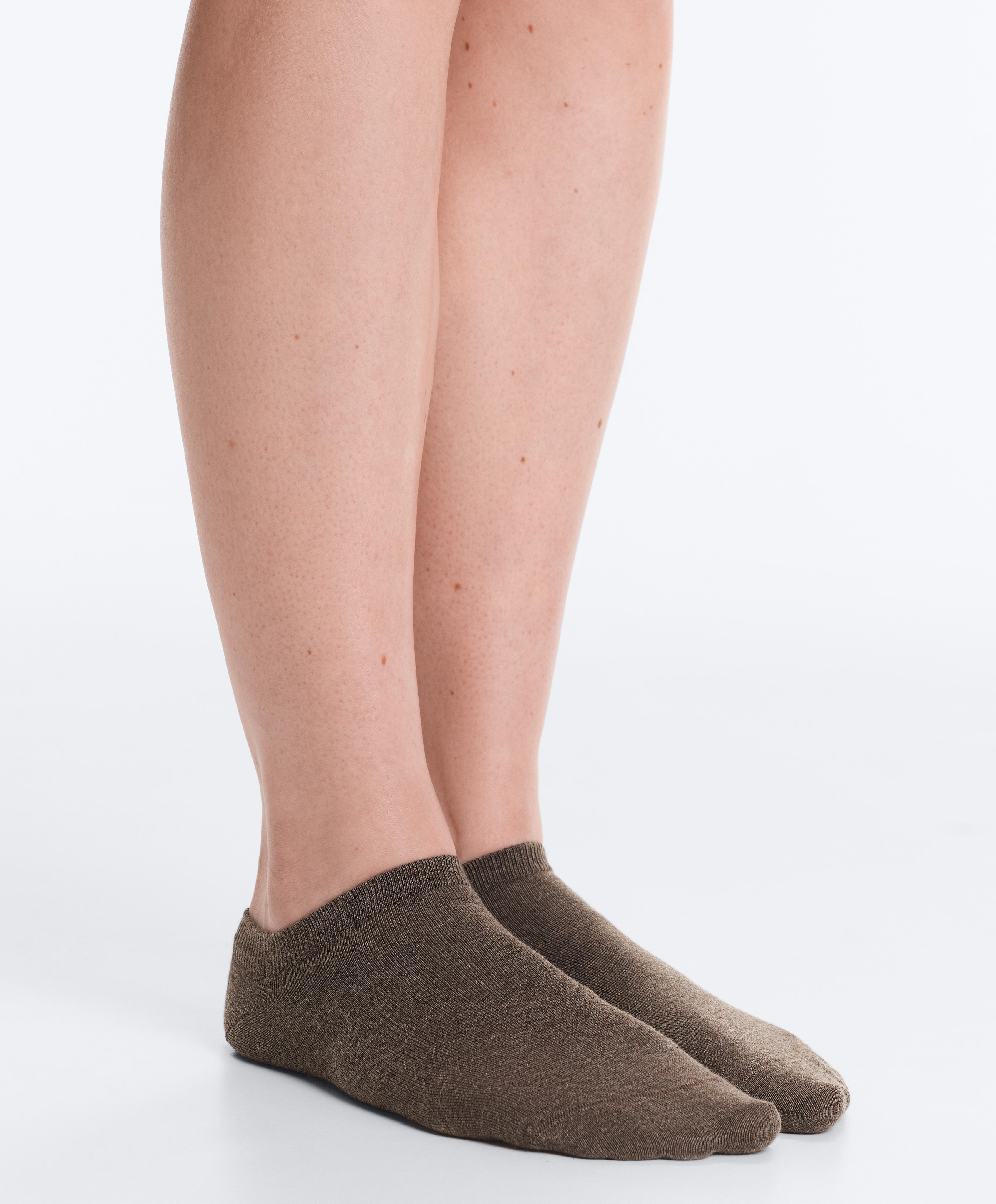 5 pairs of cotton-blend sneaker socks — SAND MELANGE