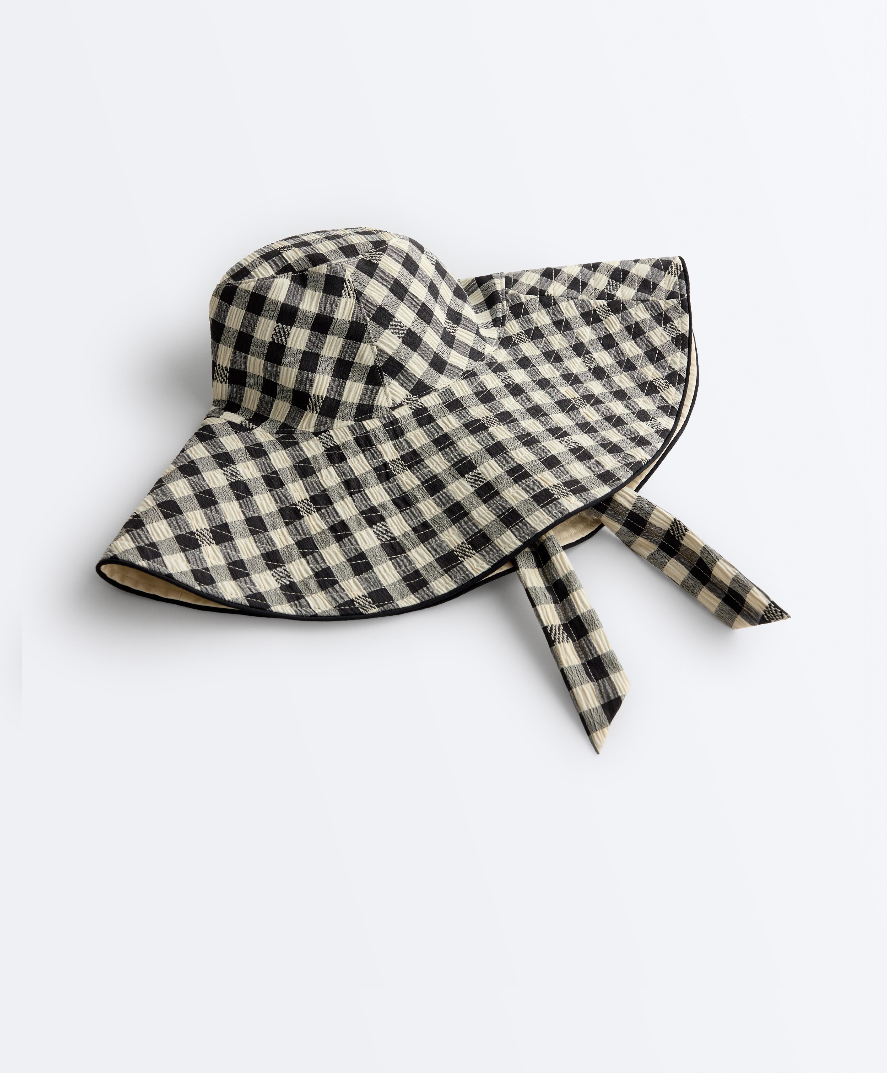 Reversible check bucket hat — BLACK