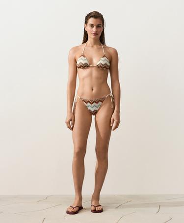 Zigzag crochet triangle bikini top — AQUA GREEN 3