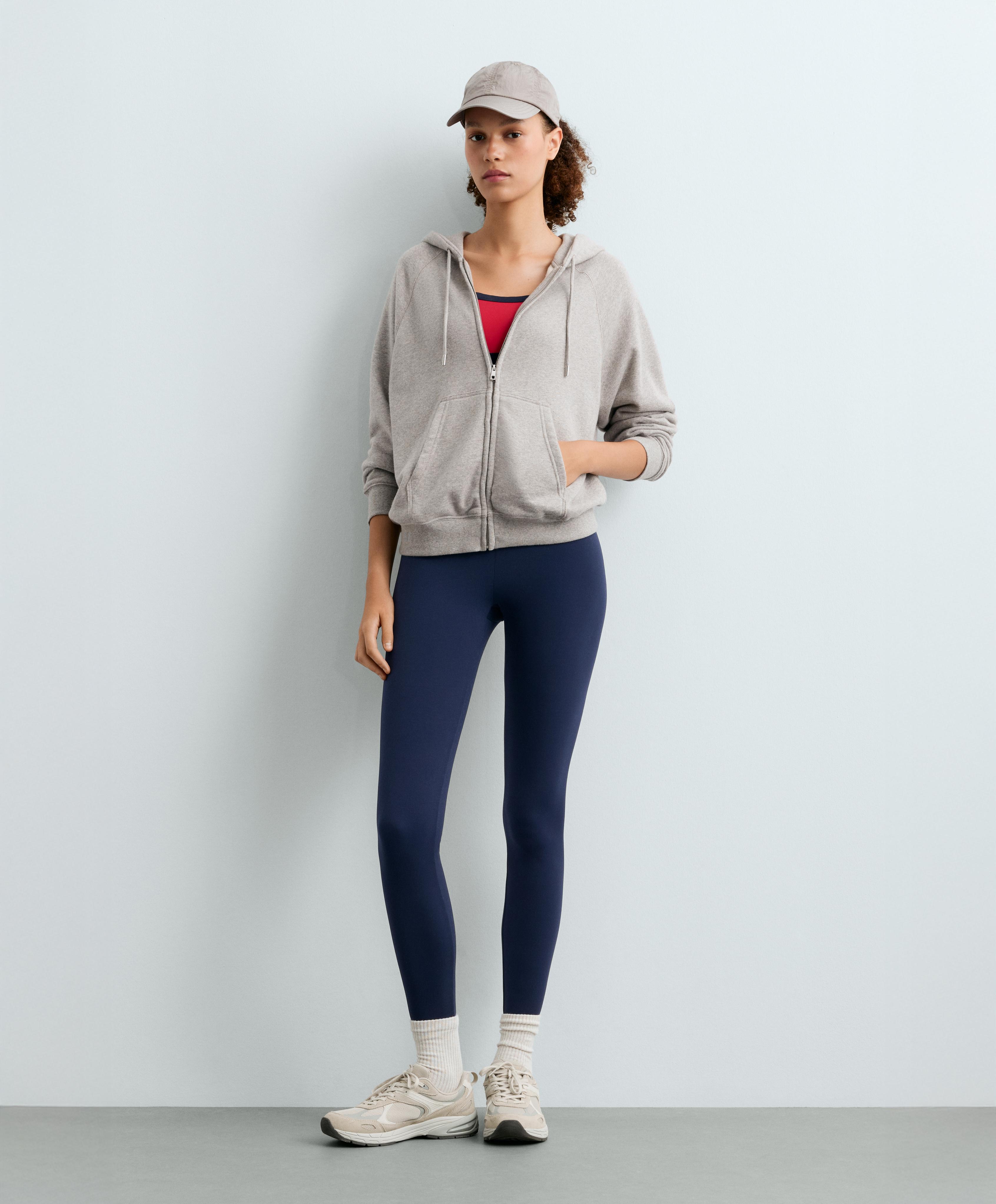 Zip-up fleece hoodie — MID-GREY MELANGE