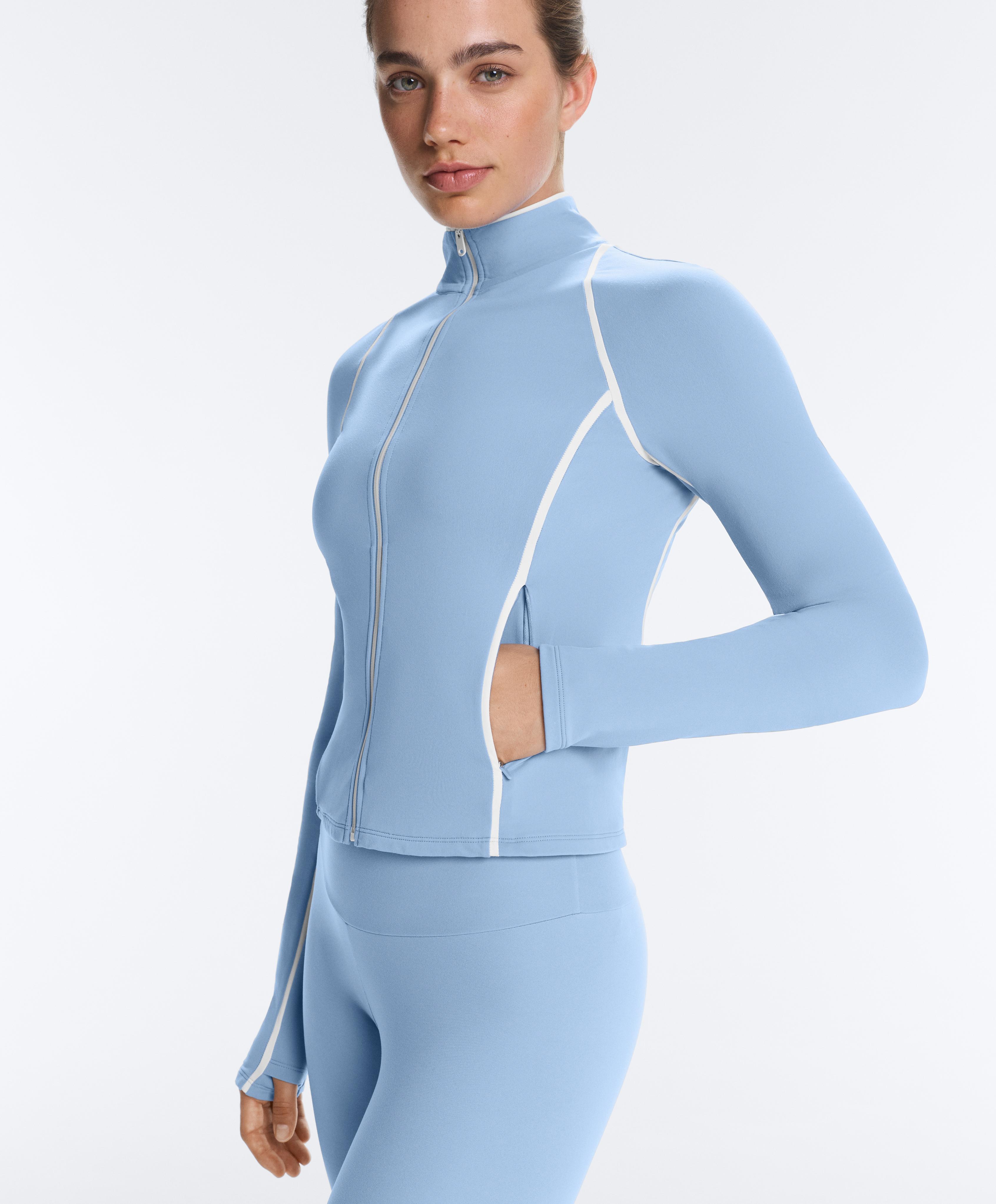 Light warm piping technical jacket — BLUE