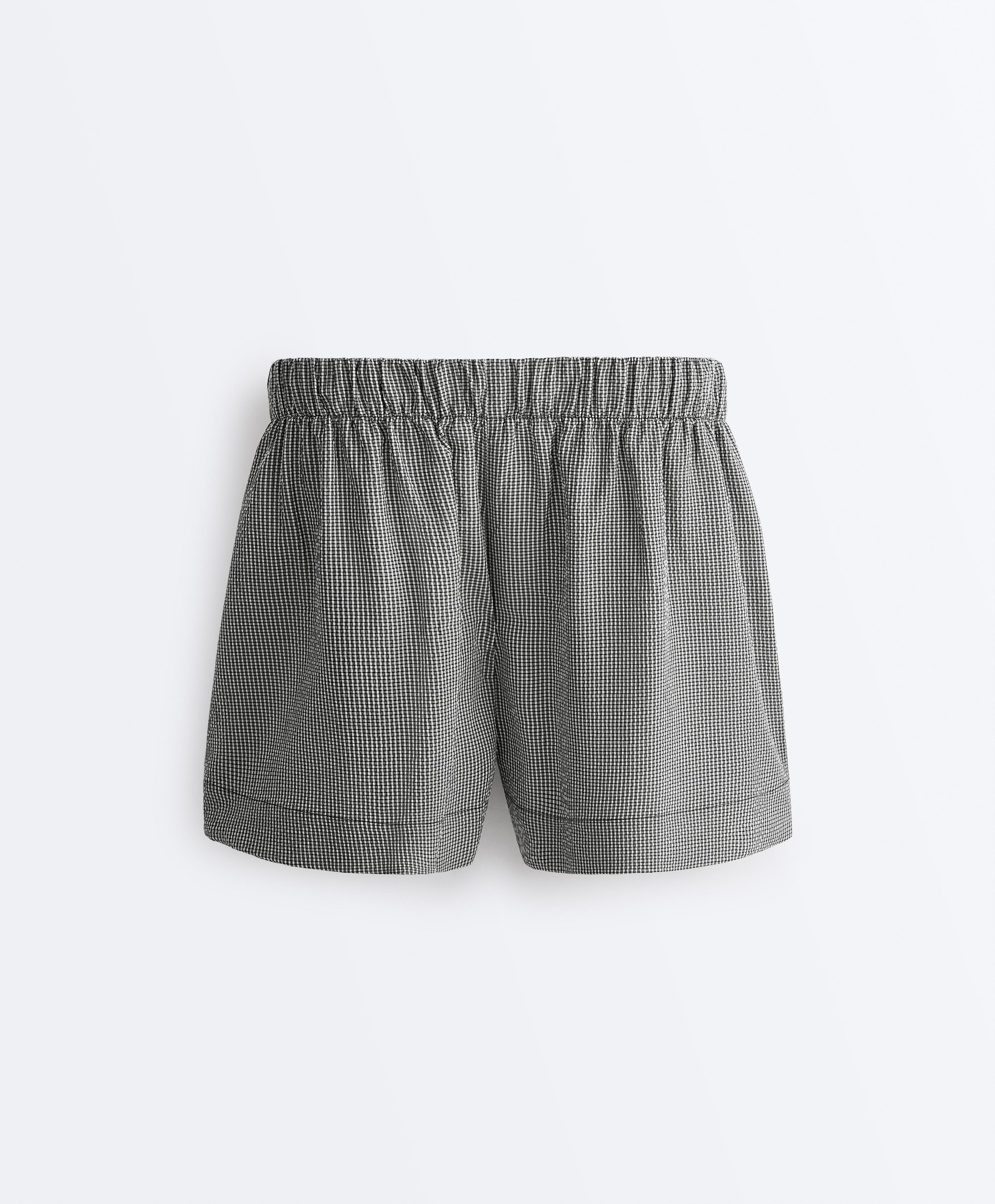 Lyocell blend gingham shorts — DUSTY BLACK