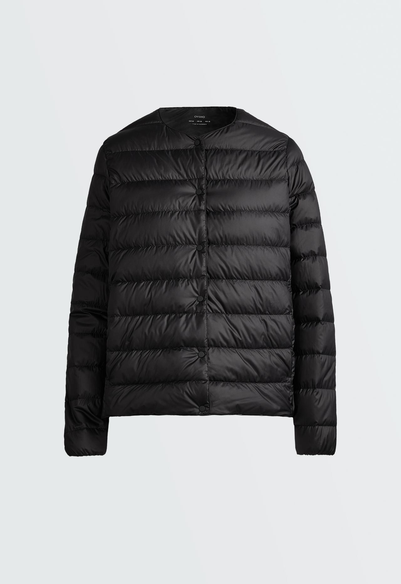 100% down padded packable jacket — BLACK