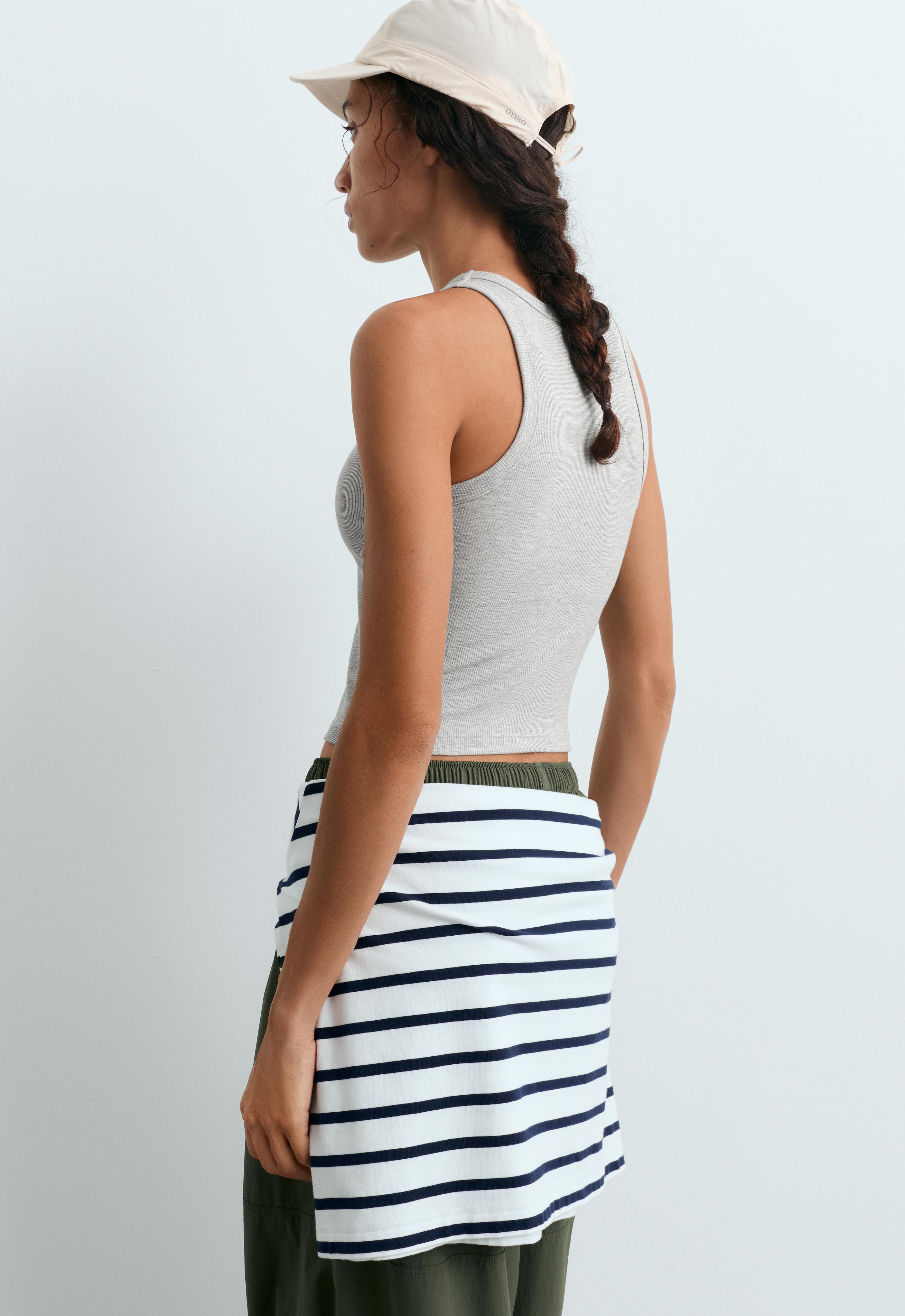 Rib modal blend long tank top — GREY MELANGE