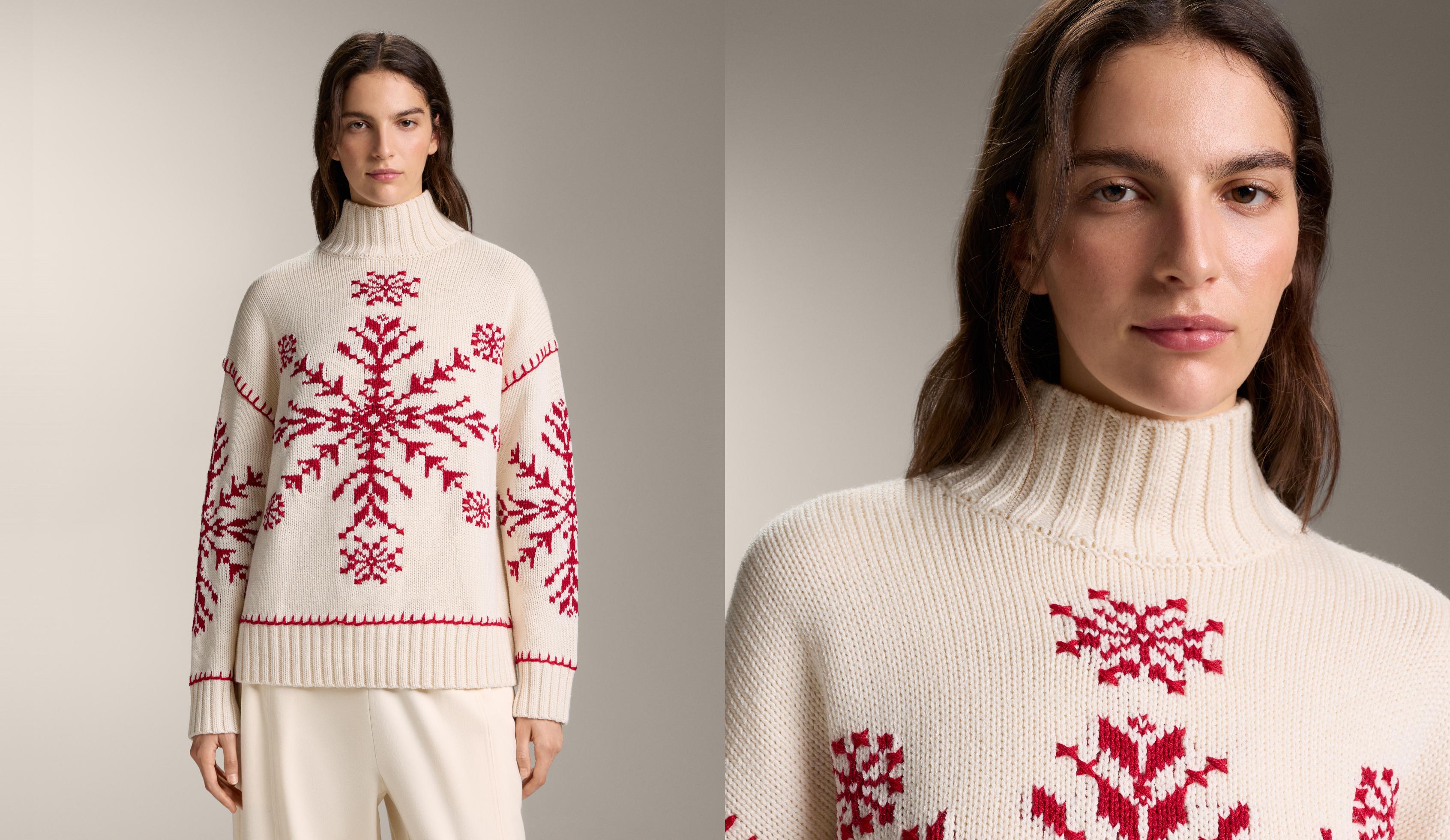 Pull en maille brodée flocon de neige Pull en maille brodée flocon de neige