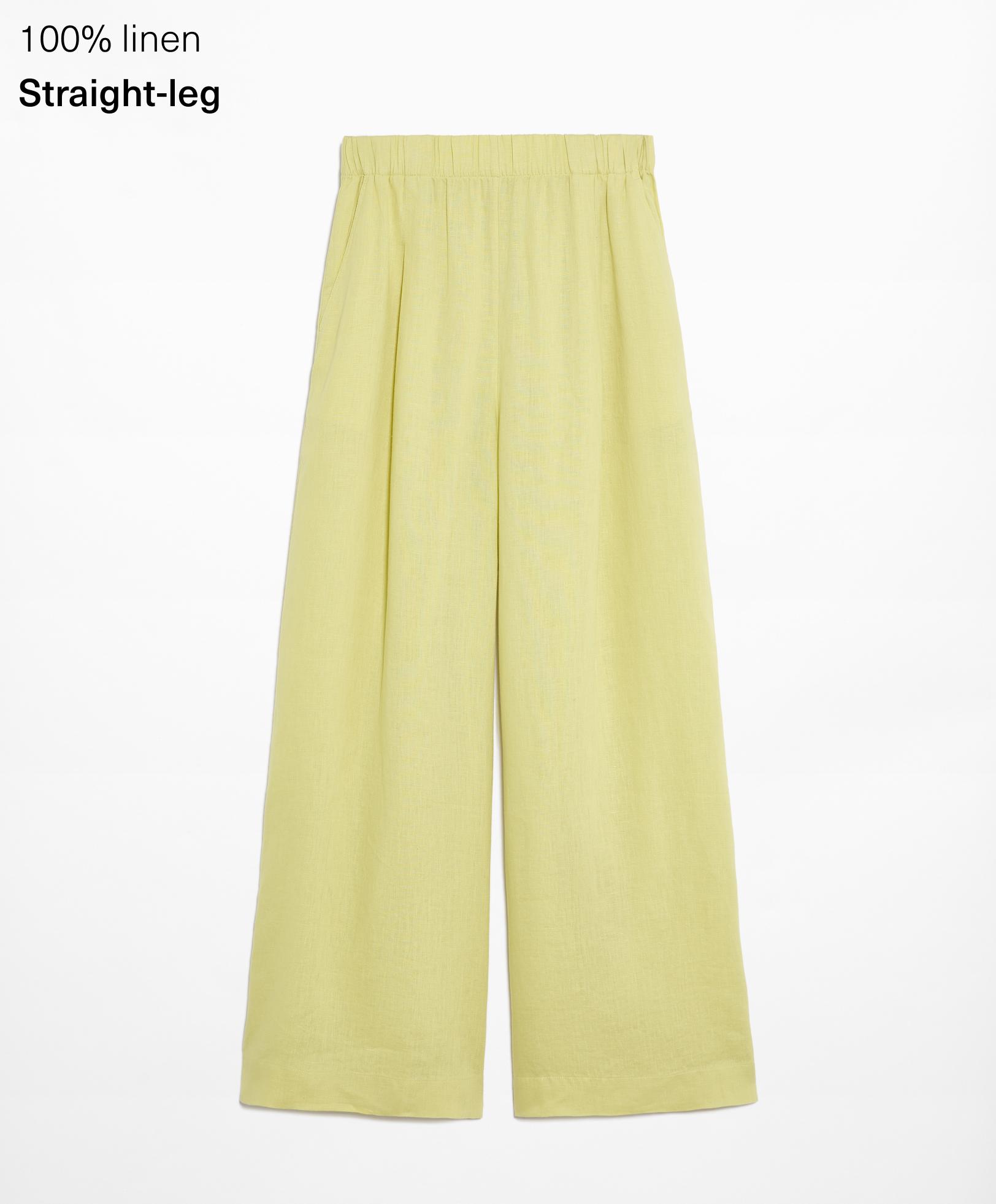 100% linen wide straight-leg trousers - Sale