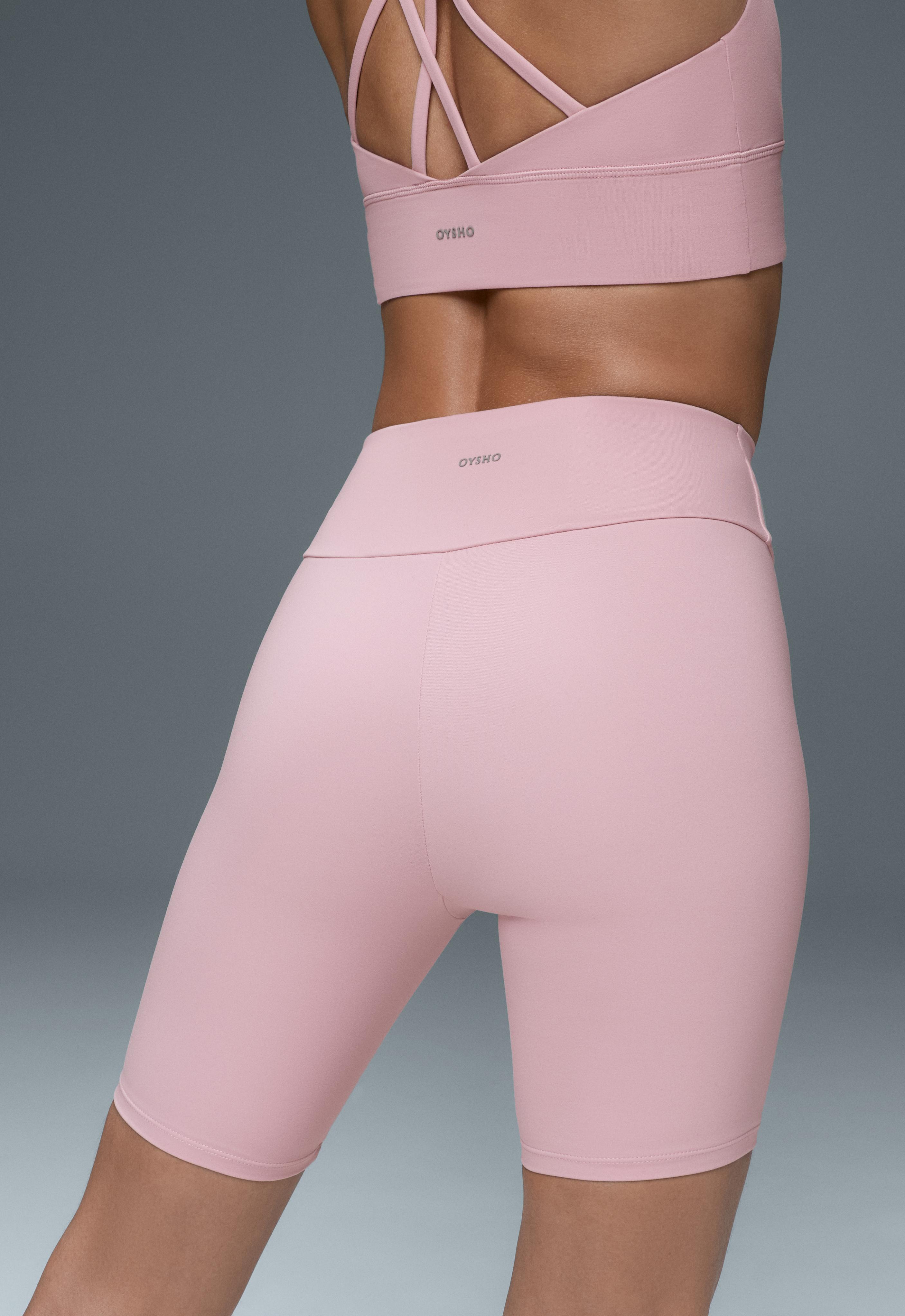 Comfortlux high-rise 20cm biker leggings — PALE PINK