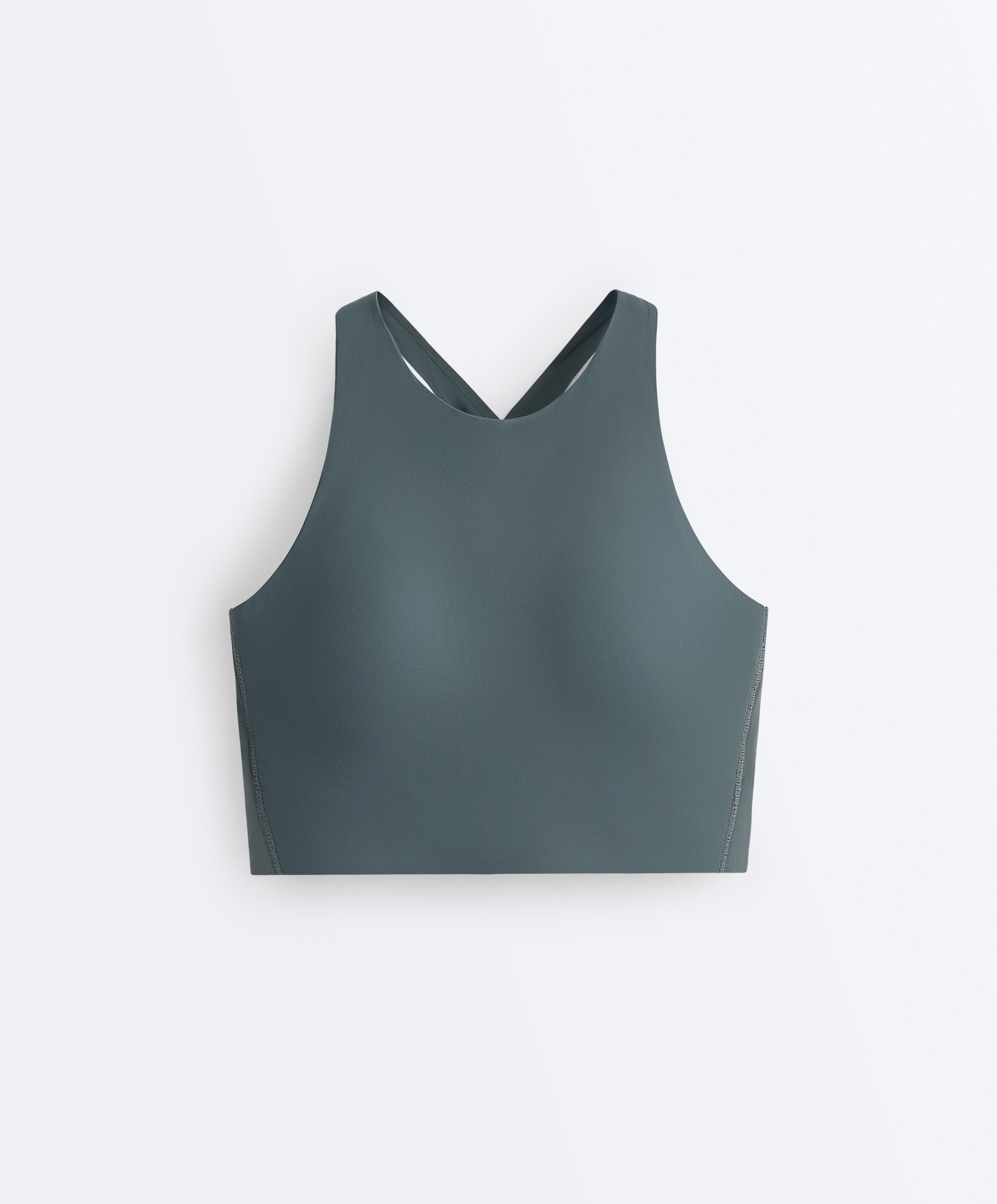 Light Touch crossover back tank top — DARK GREY-GREEN