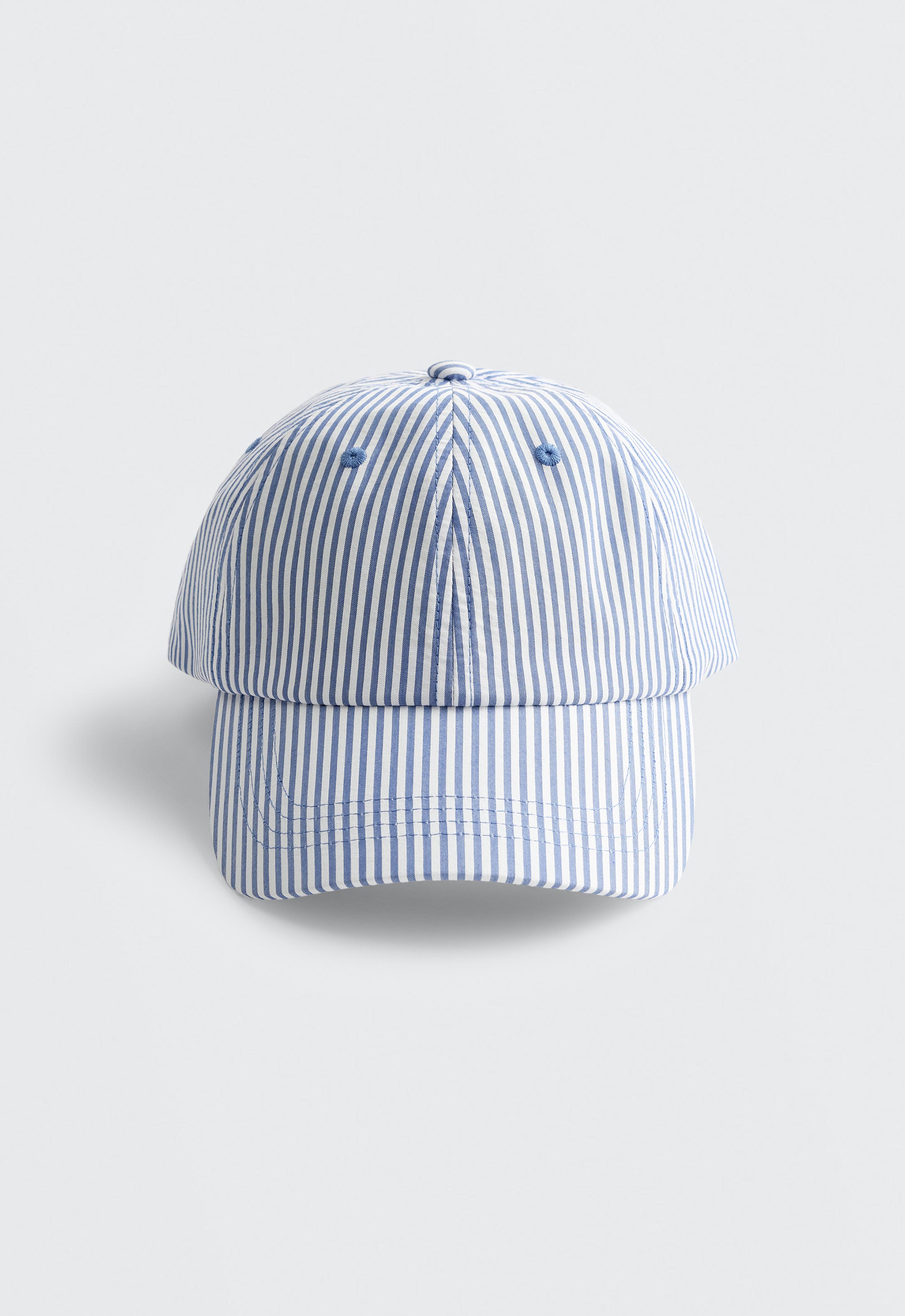100% cotton striped cap — PALE BLUE