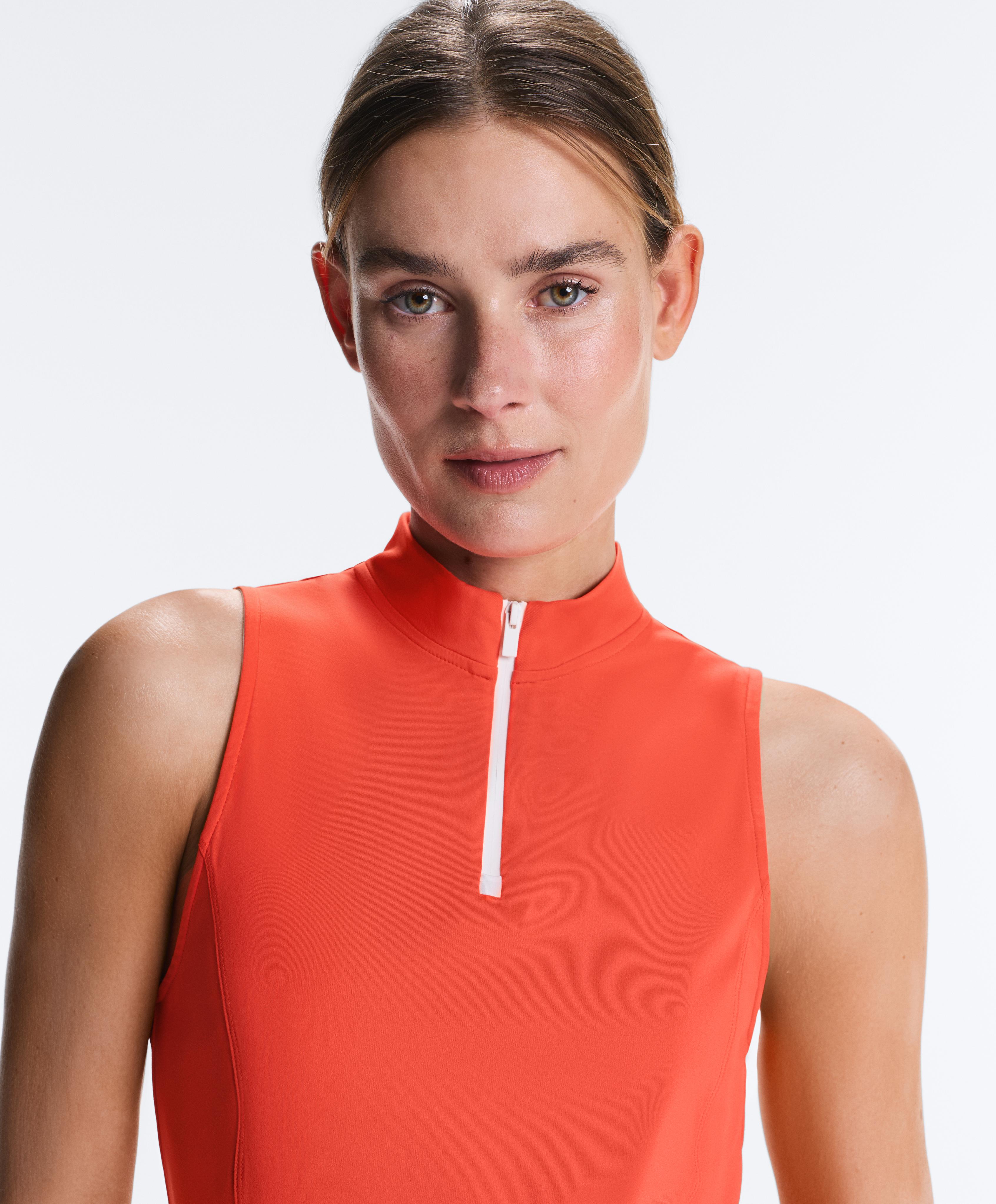 Technical half-zip sleeveless T-shirt — BRIGHT ORANGE