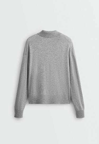 Polo knit 100% wool — BLUE-GREY 6