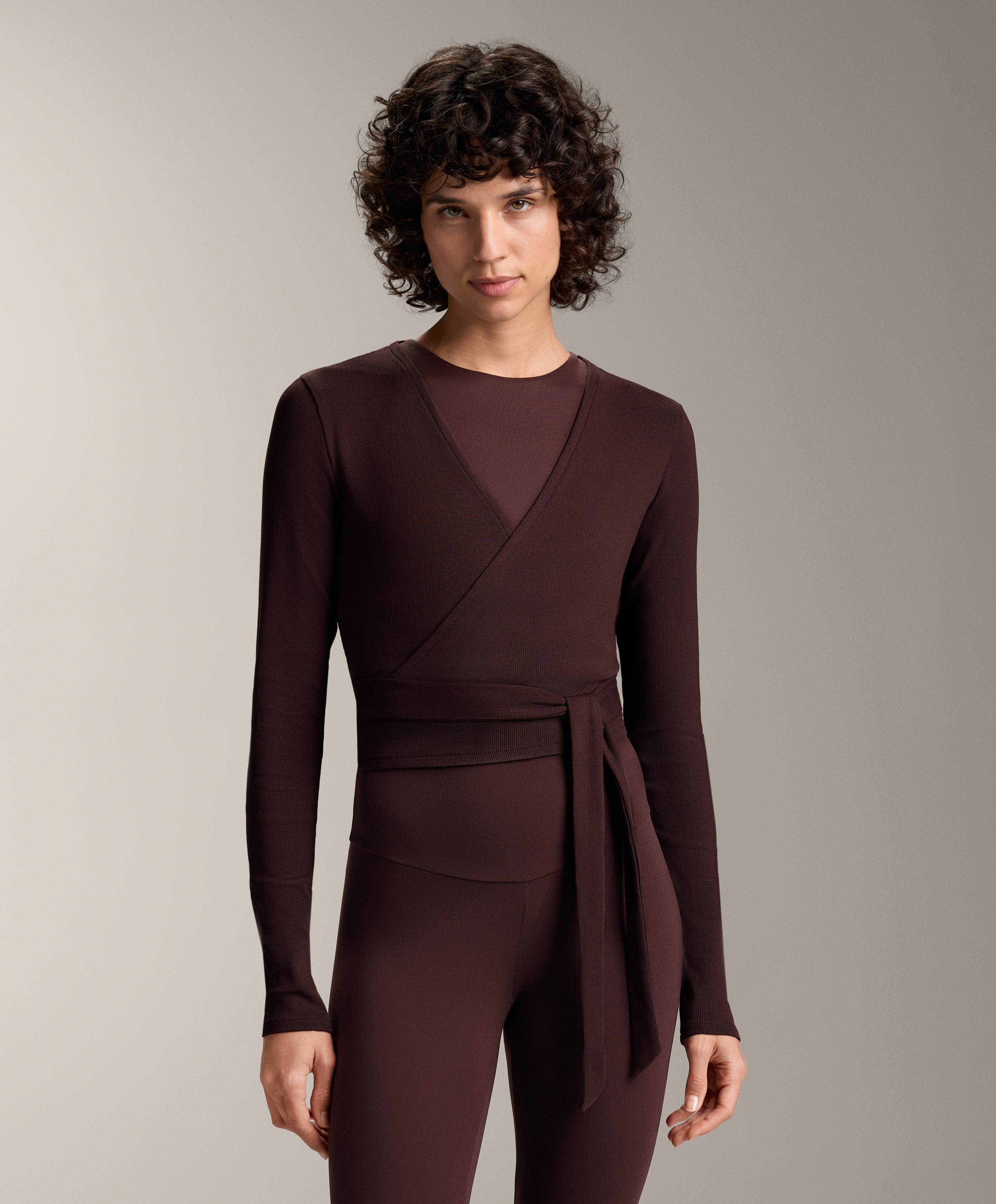Rib cotton blend wrap top