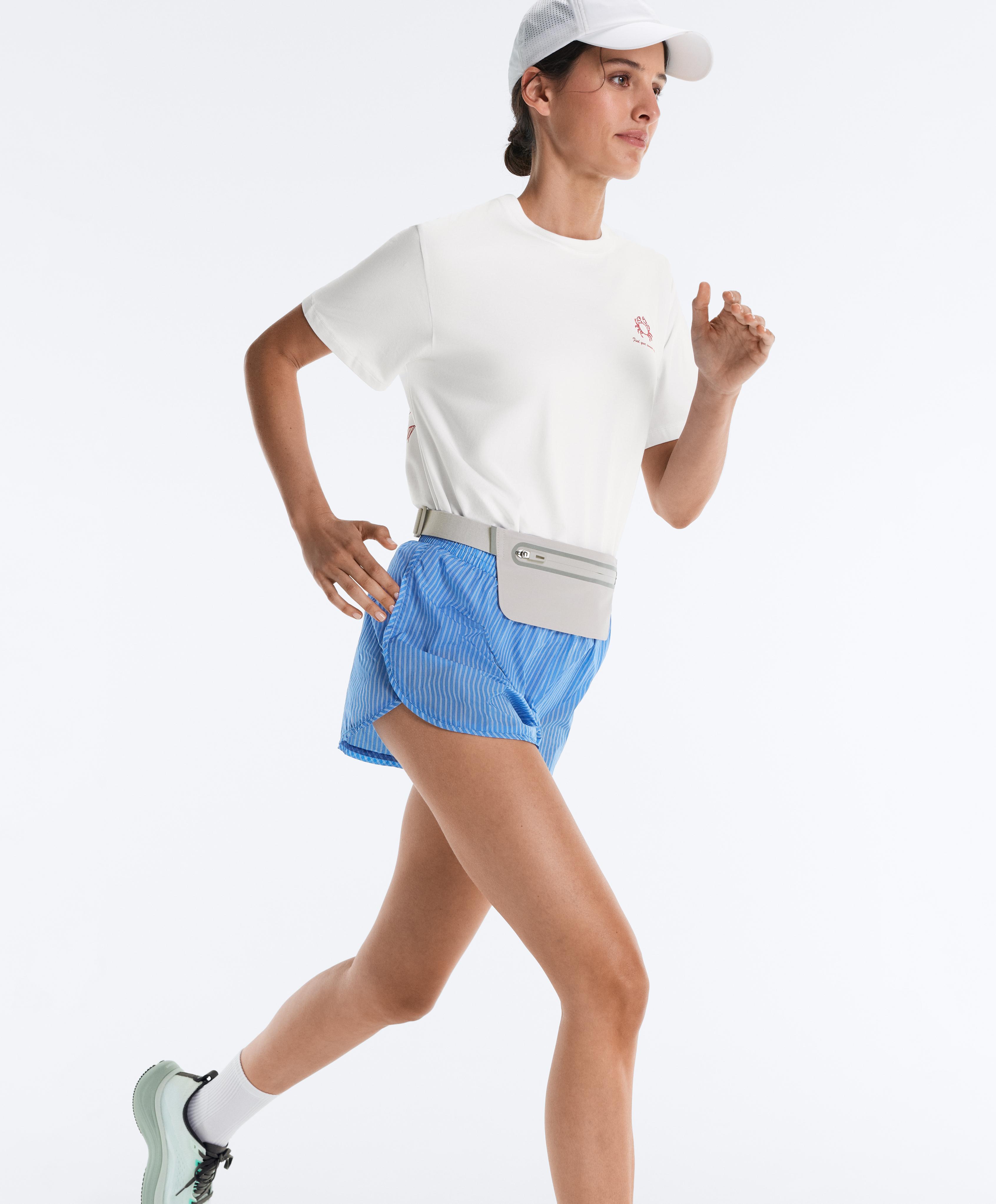 Striped technical shorts — PALE LAVENDER BLUE