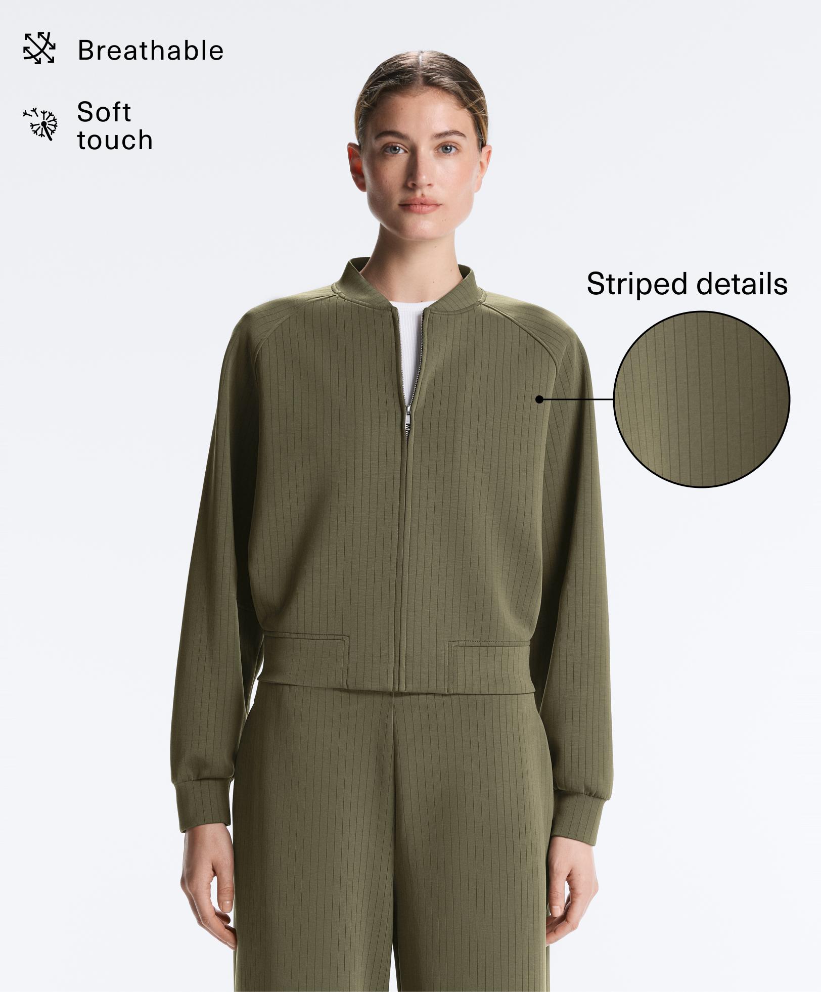 Striped bomber jacket with soft-touch modal Striped bomber jacket with soft-touch modal