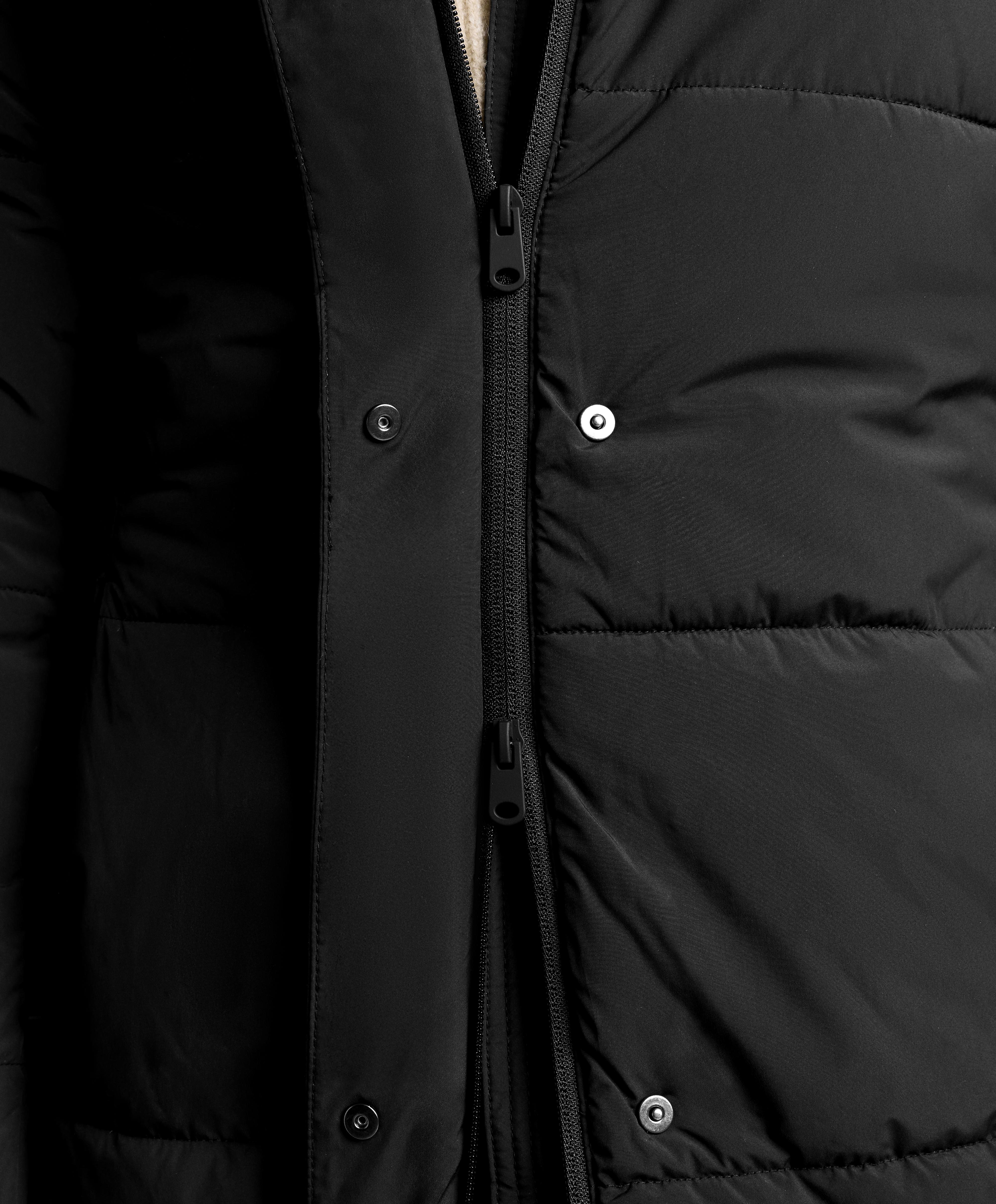 Water-repellent Primaloft® padded midi jacket — BLACK