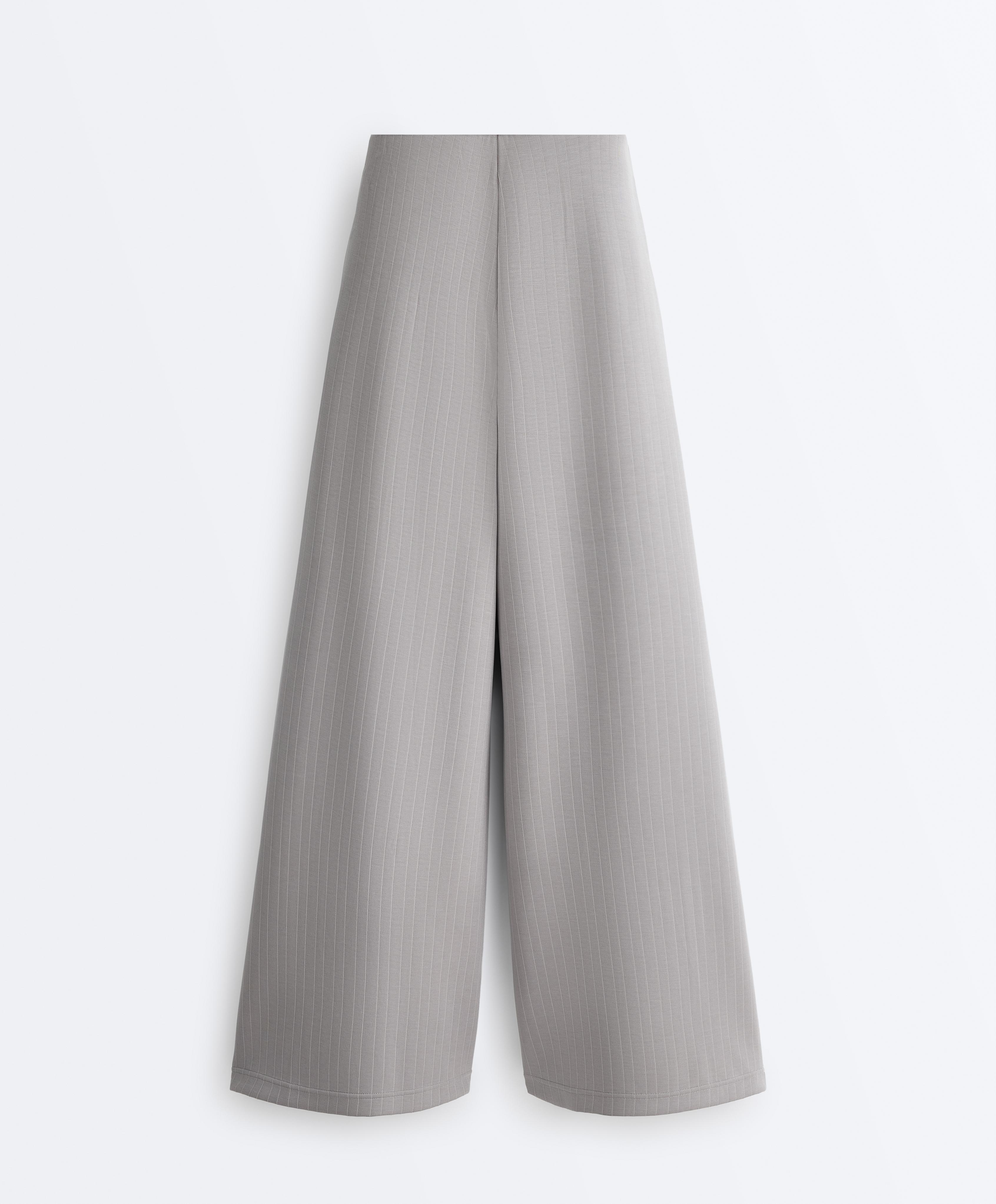 Long pleated trousers with soft touch modal — MID GREY