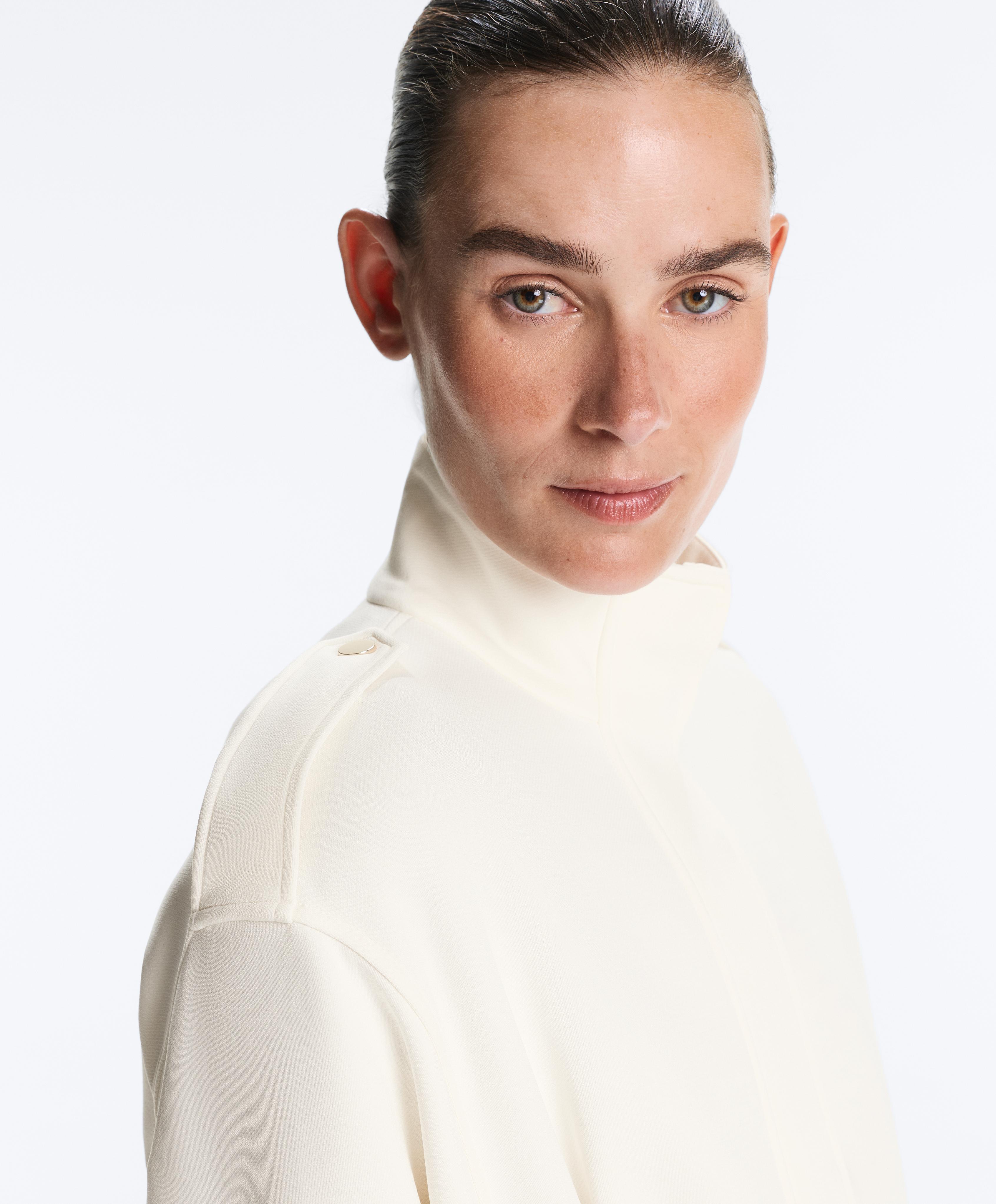Long Utility jacket with twill belt — PALE ECRU