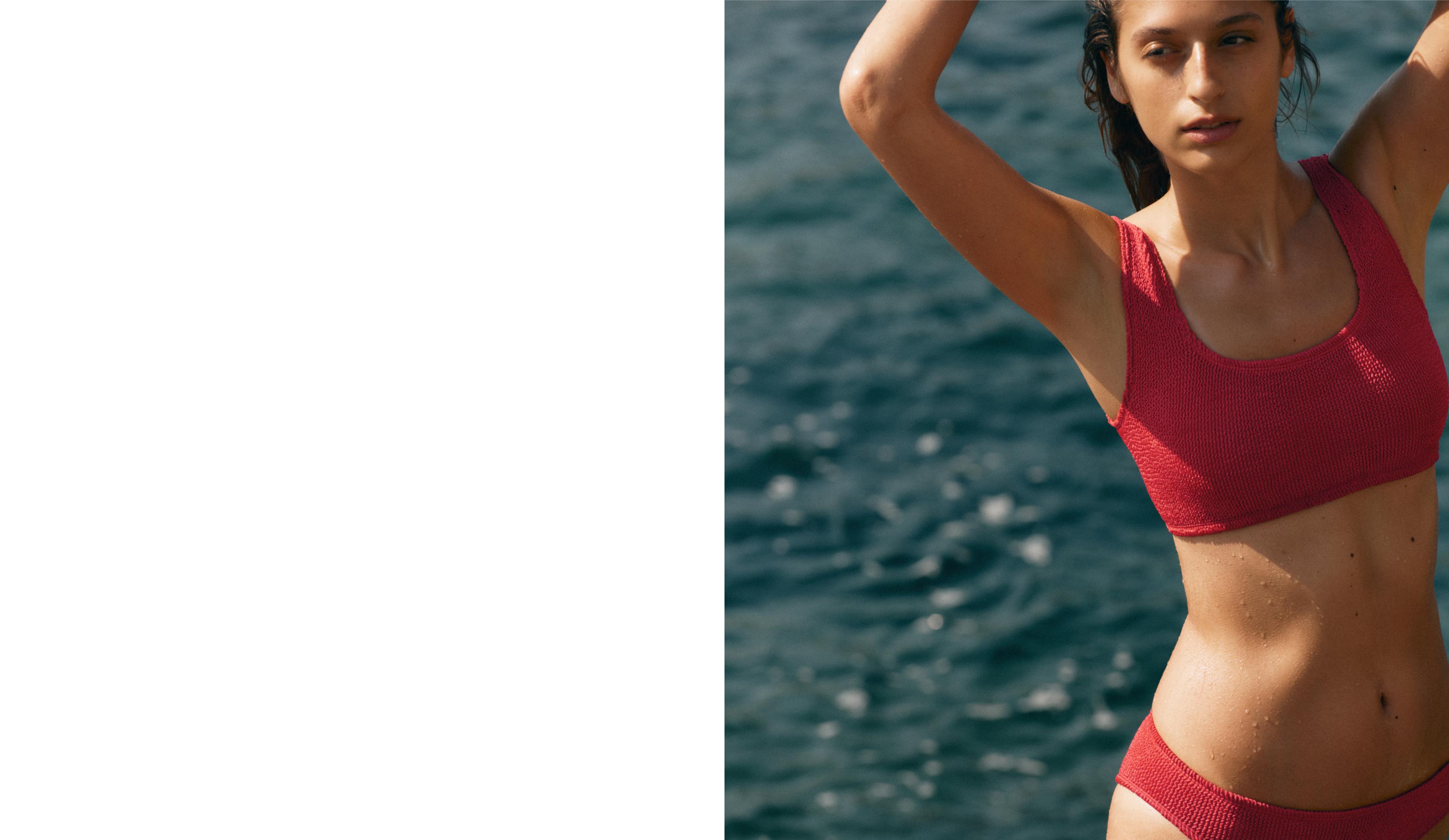Crinkle bikini top — GERANIUM RED