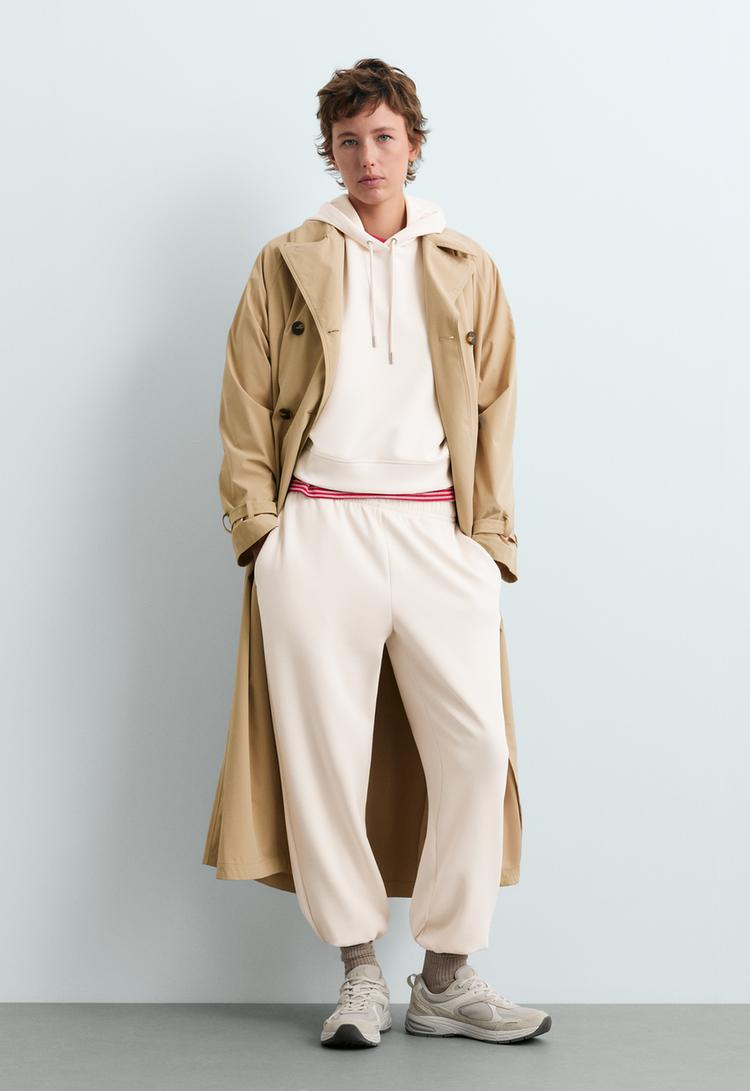 Relaxed Jogger trousers in modal Brushed fabric — PALE ECRU