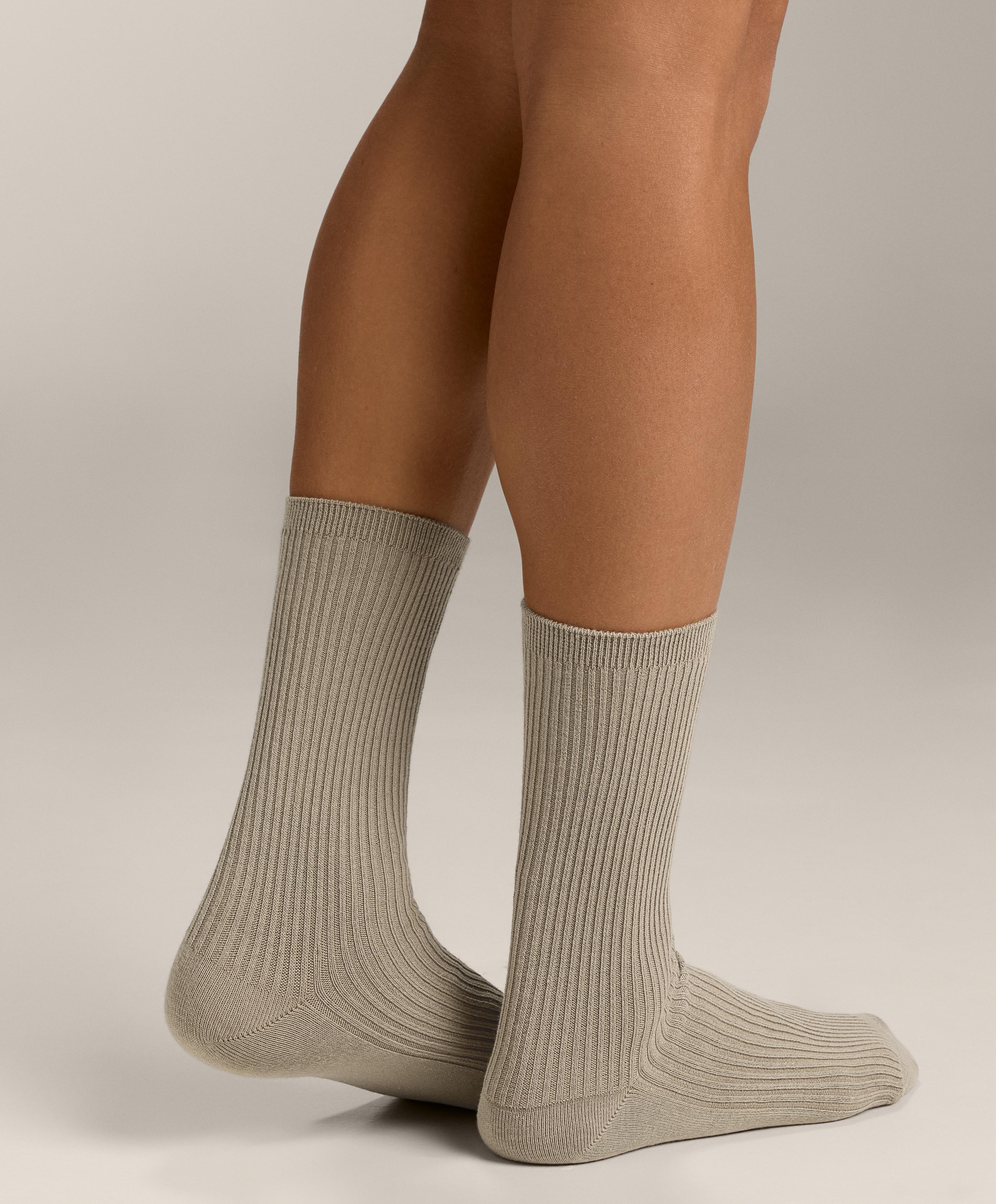 5 pairs of cotton blend classic socks — GREEN BEIGE