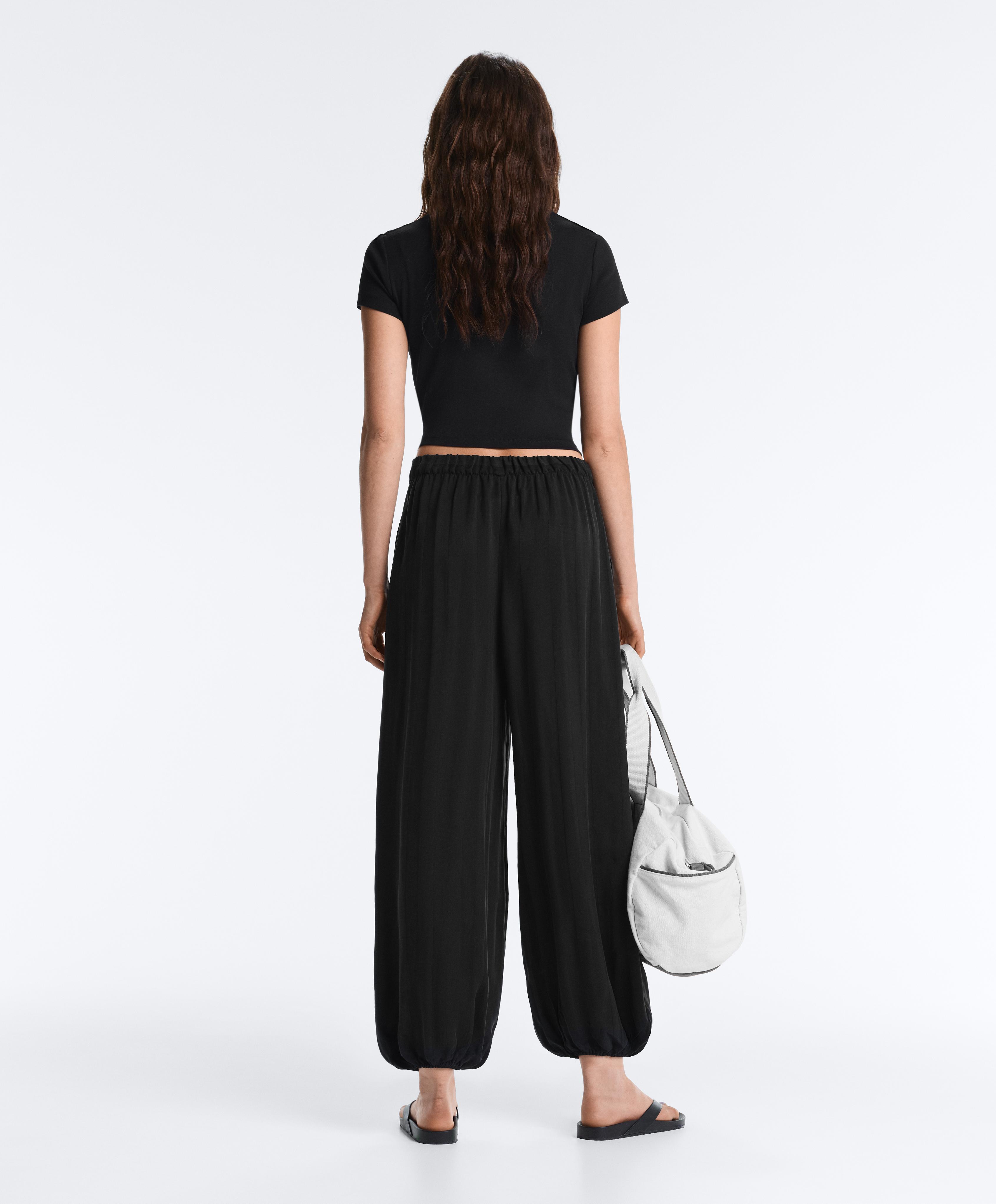 100% Cupro bloomer trousers — BLACK