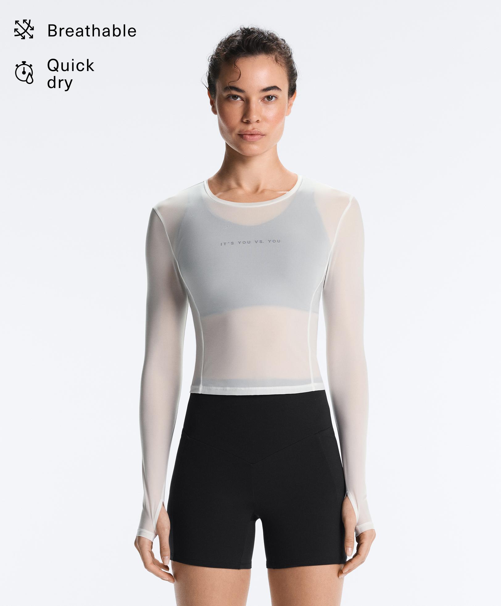 Long-sleeved technical T-shirt with text Long-sleeved technical T-shirt with text