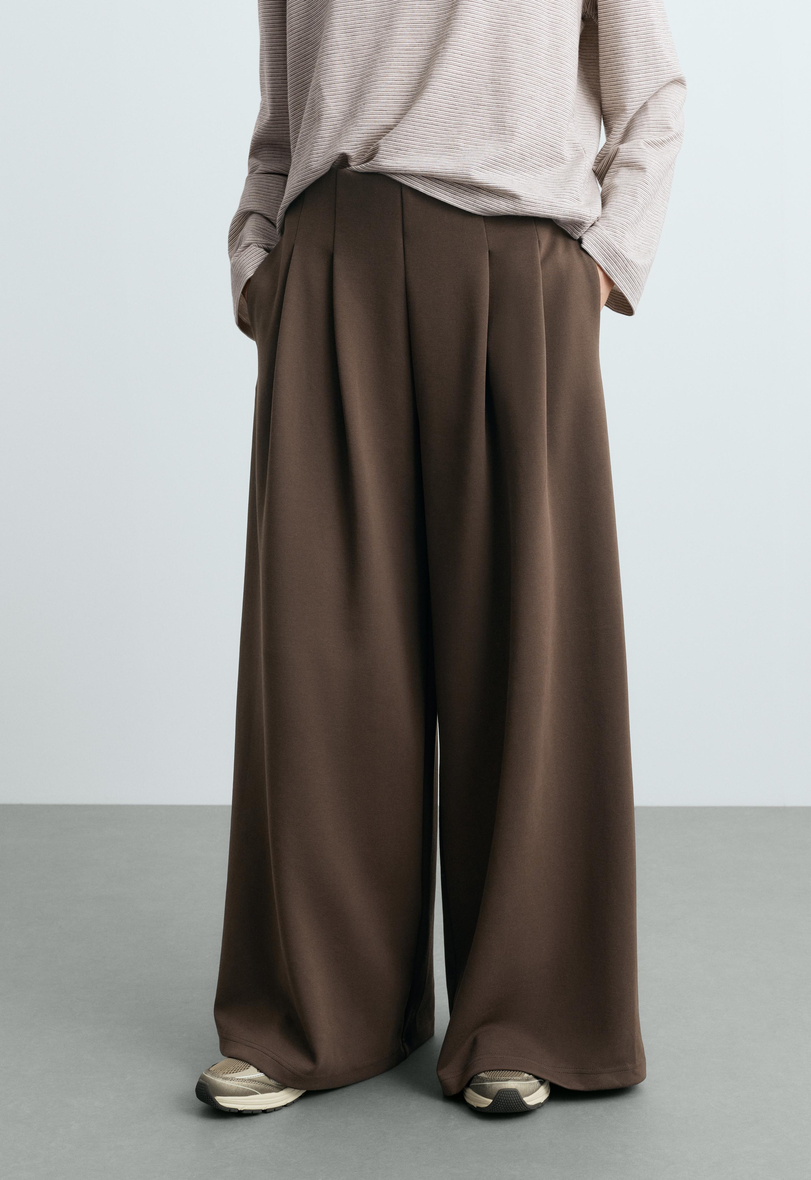 Wide-leg piqué cotton trousers Wide-leg piqué cotton trousers