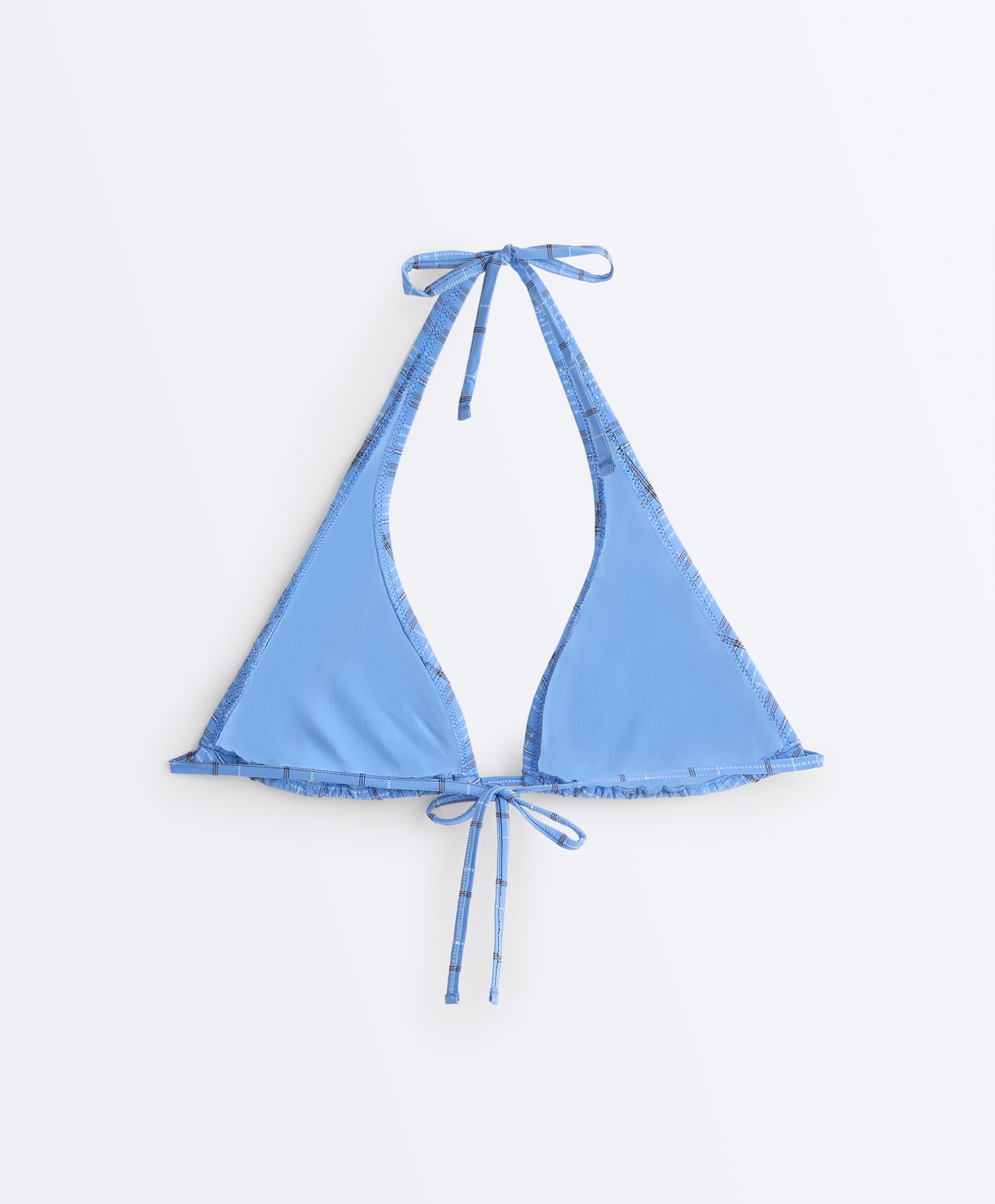 Halterneck gingham bikini — SKY BLUE