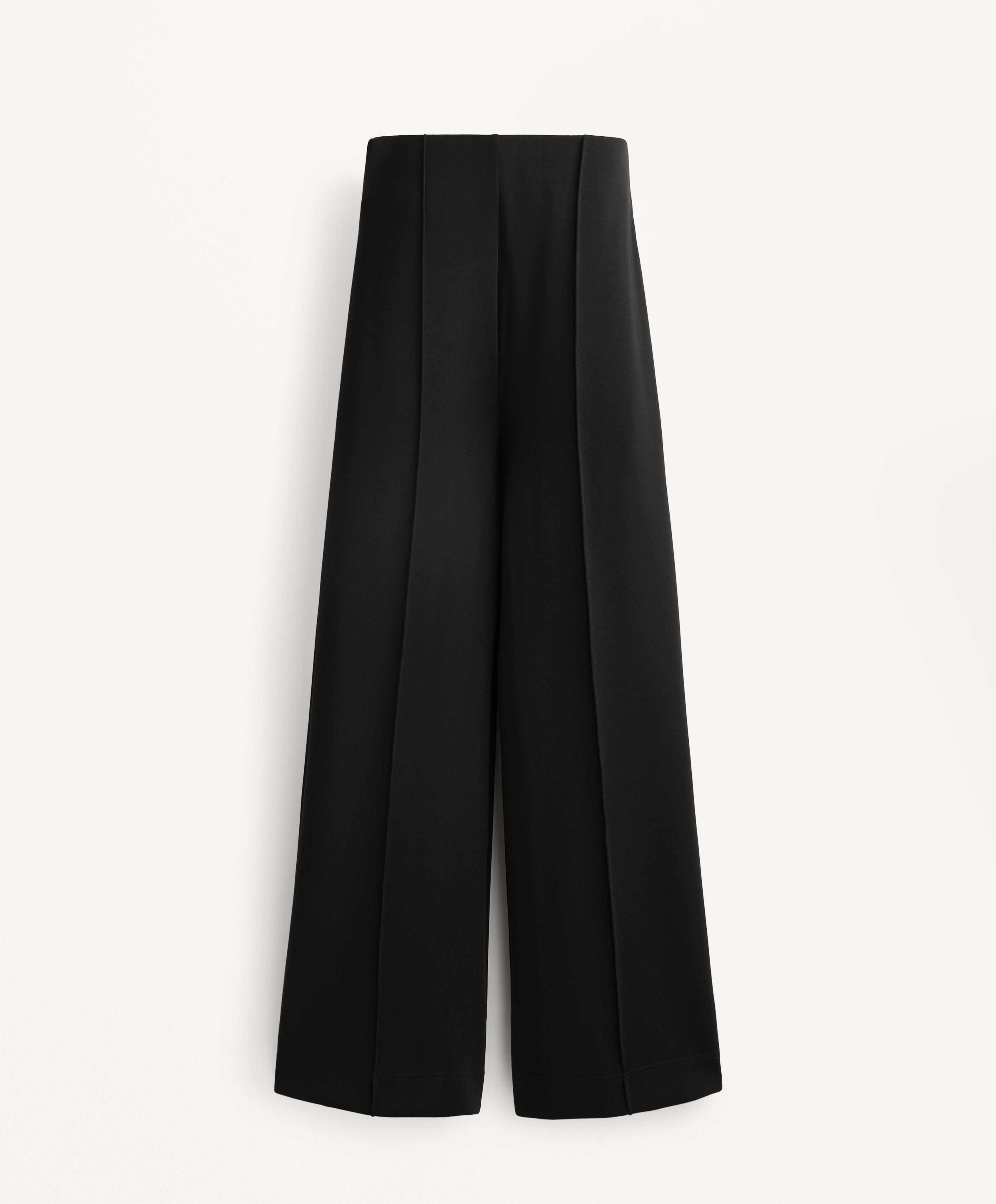 Straight-leg trousers with modal and crease — BLACK