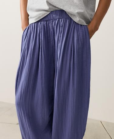 100% cotton muslin balloon trousers — BLUEBERRY 3