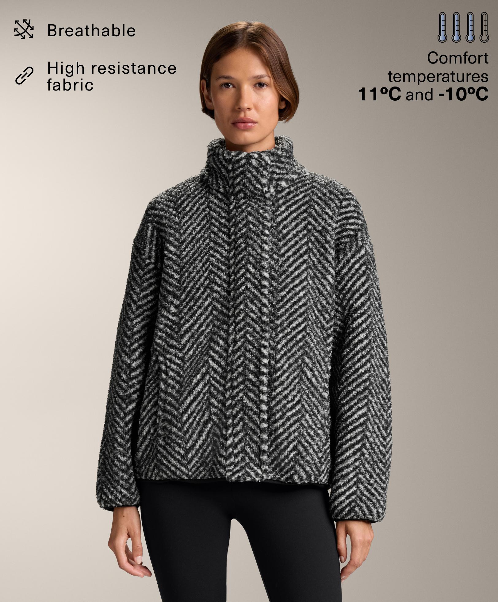 سترة سميكة من صوف الشيربا بنمط متعرج وتصميم كوكو