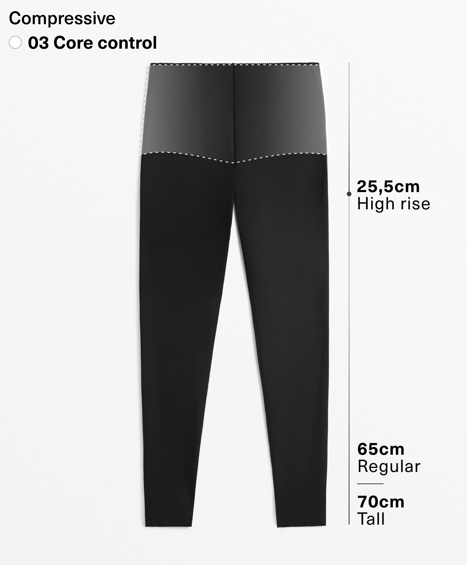 Compressive core control ankle-length leggings