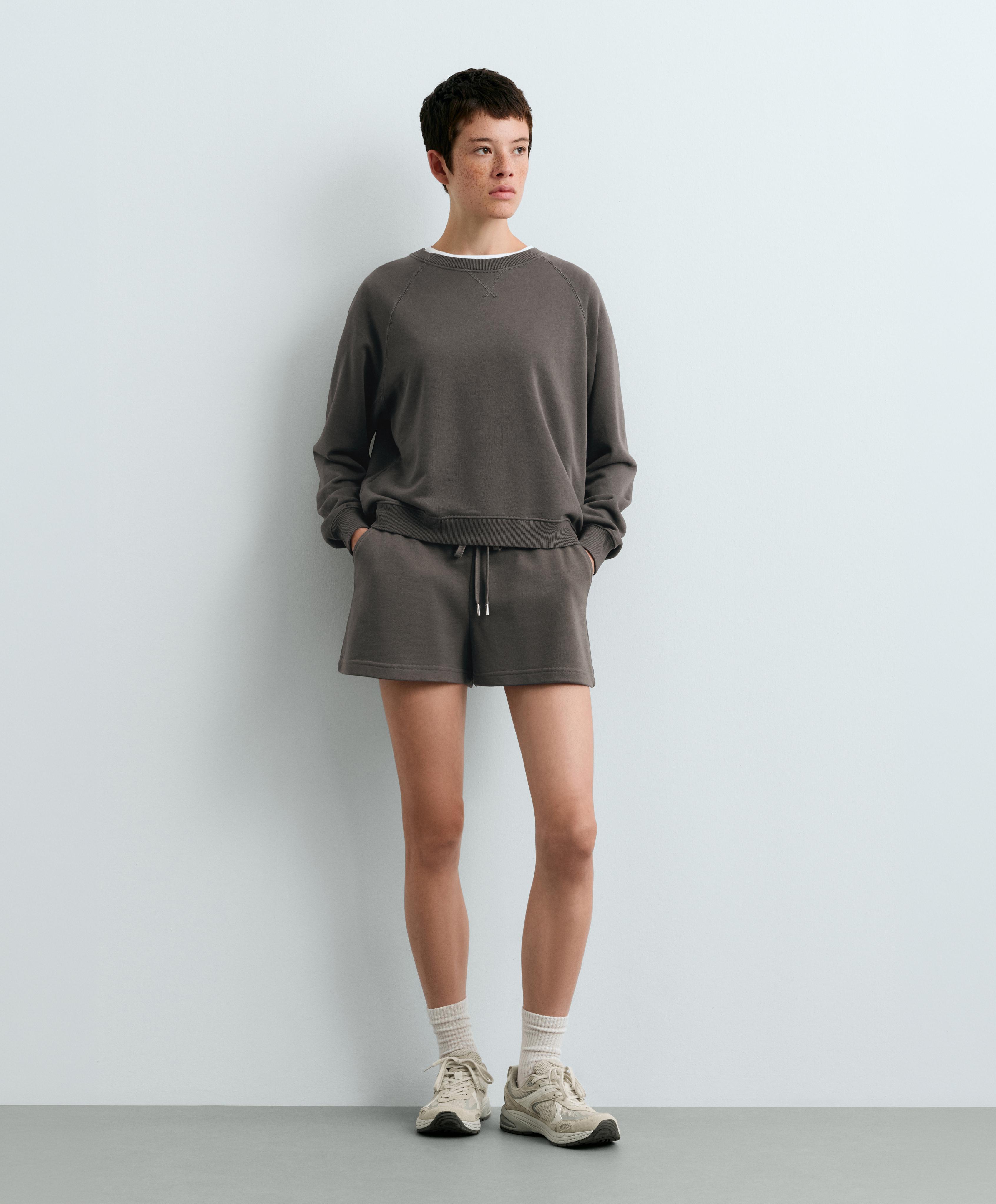 Cotton-blend crew neck sweatshirt — ANTHRACITE