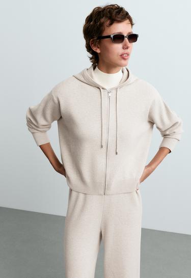 Knit waffle hooded jacket — PALE ASPHALT 2