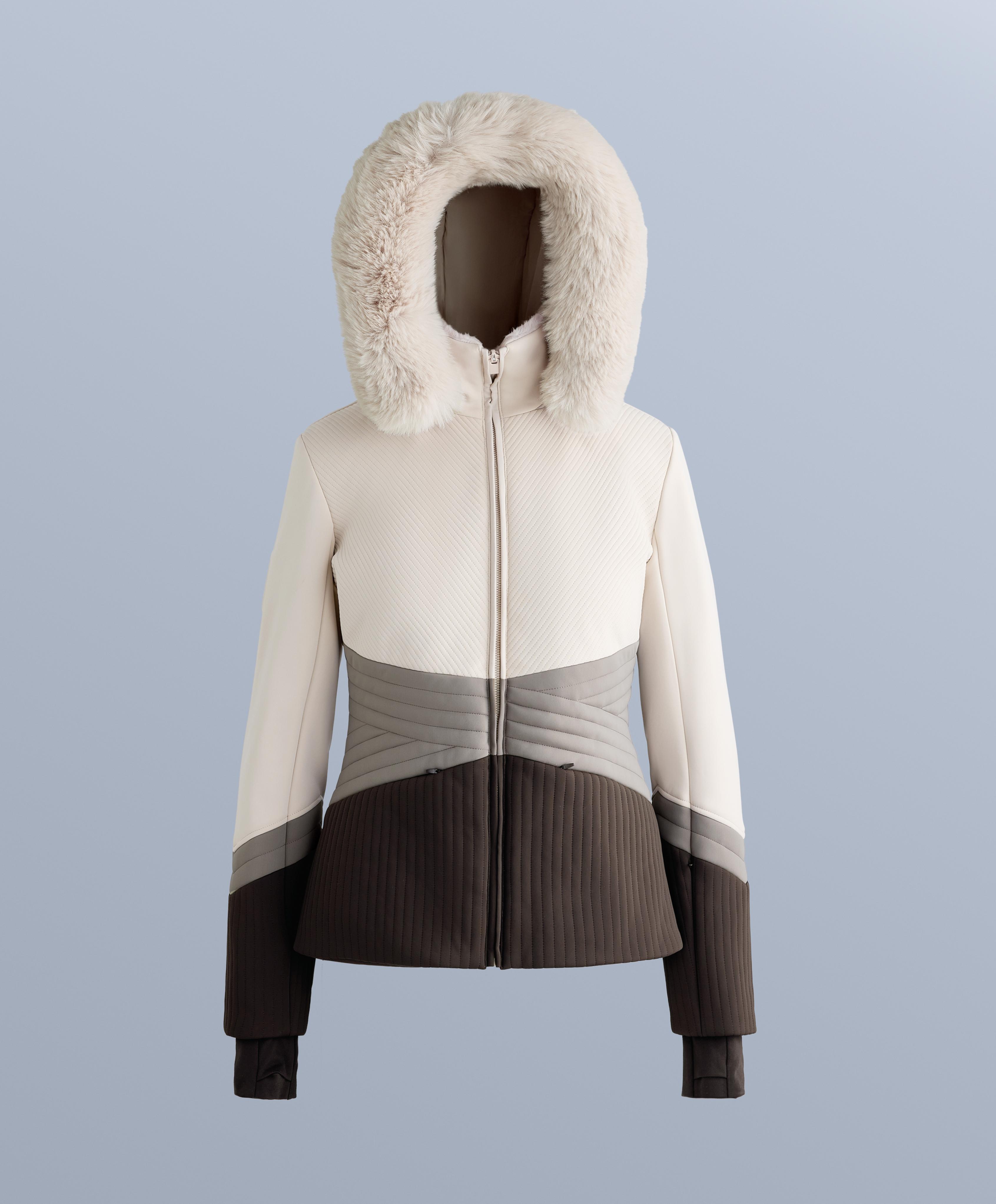 Super-fitted water-resistant colour-block Primaloft® SKI jacket — PALE MINK