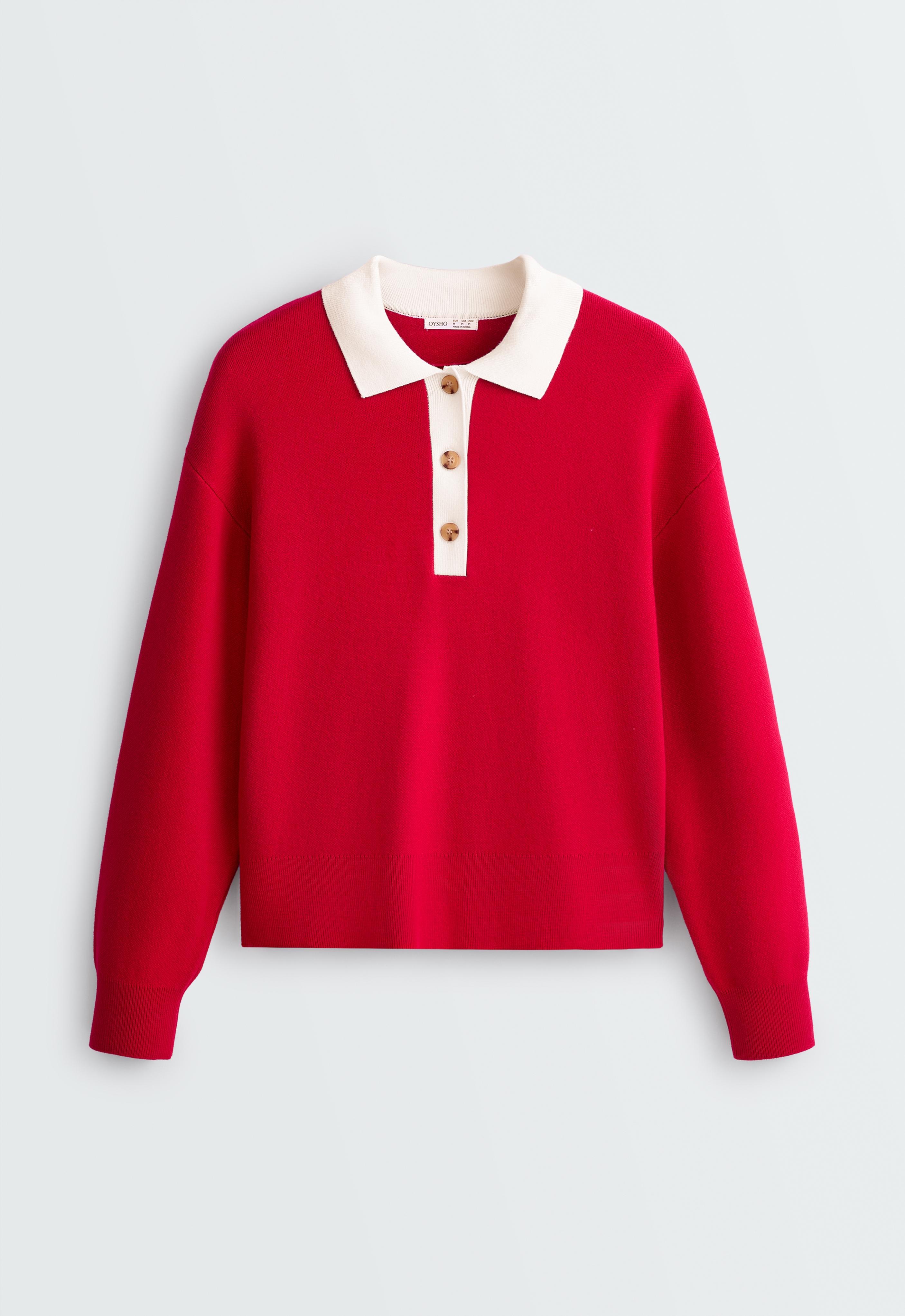 Contrast knit polo jumper Contrast knit polo jumper