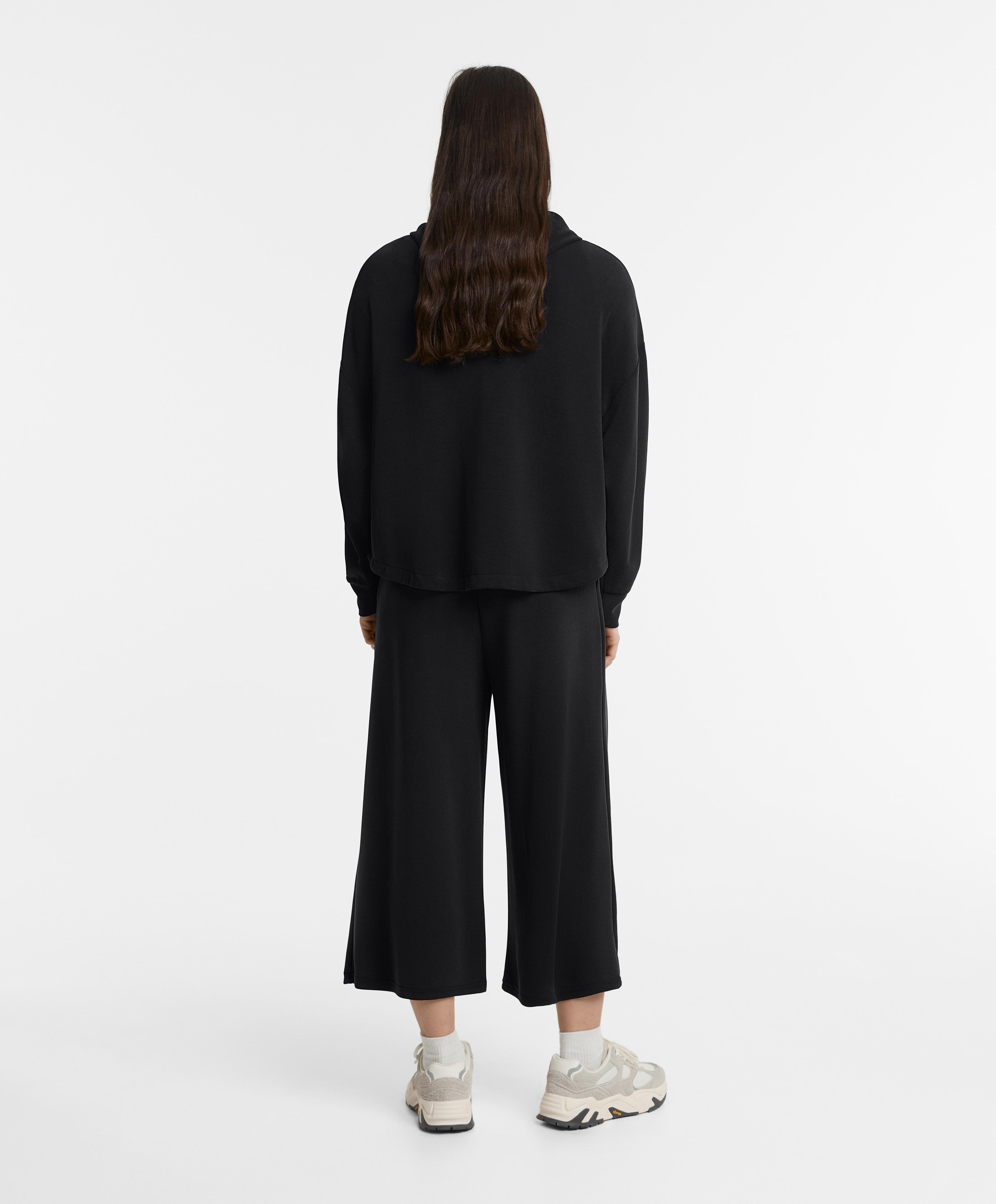 Black crop wide-leg tracksuit with modal