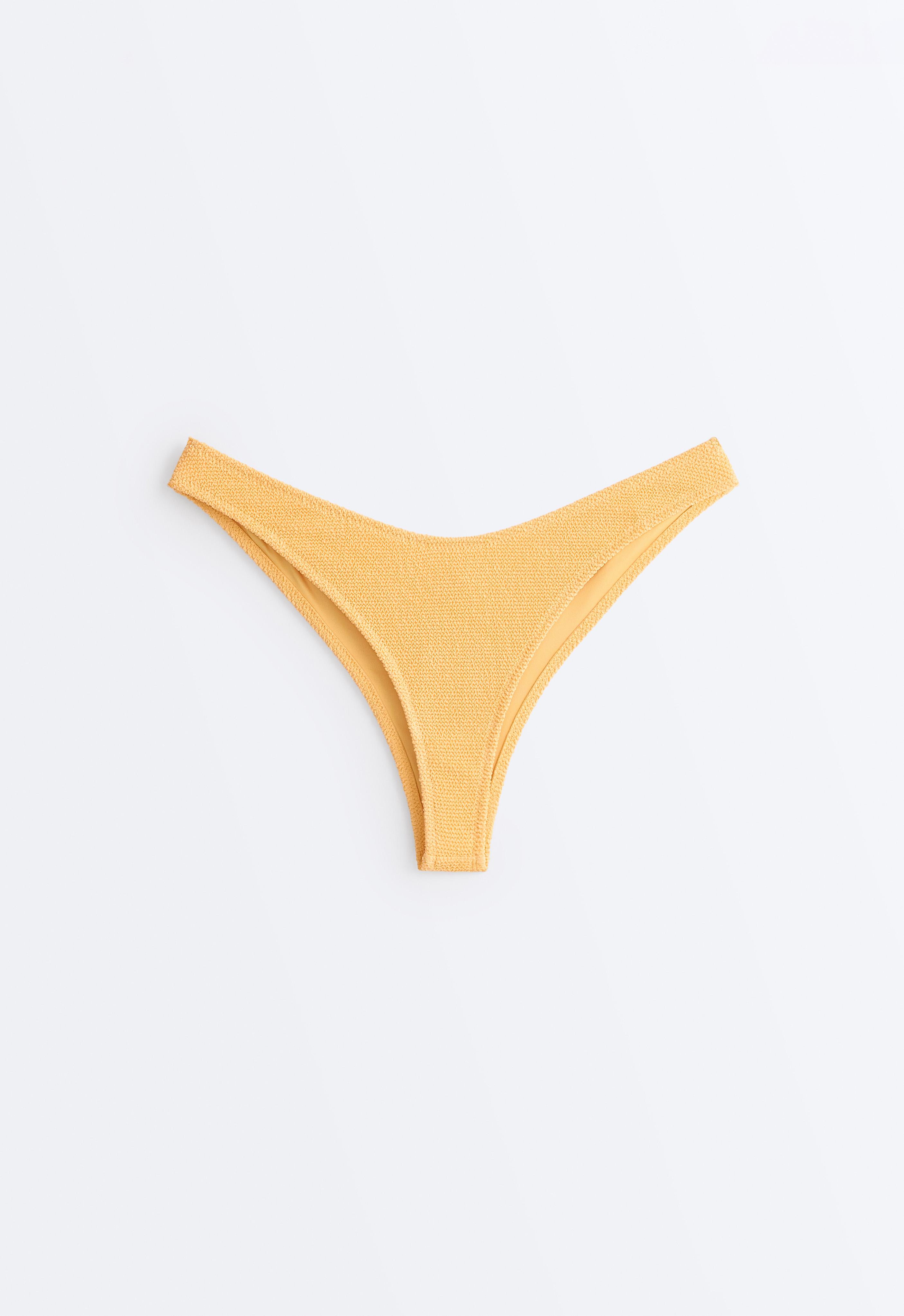 U-cut crinkle Brazilian bikini briefs — BURNT YELLOW