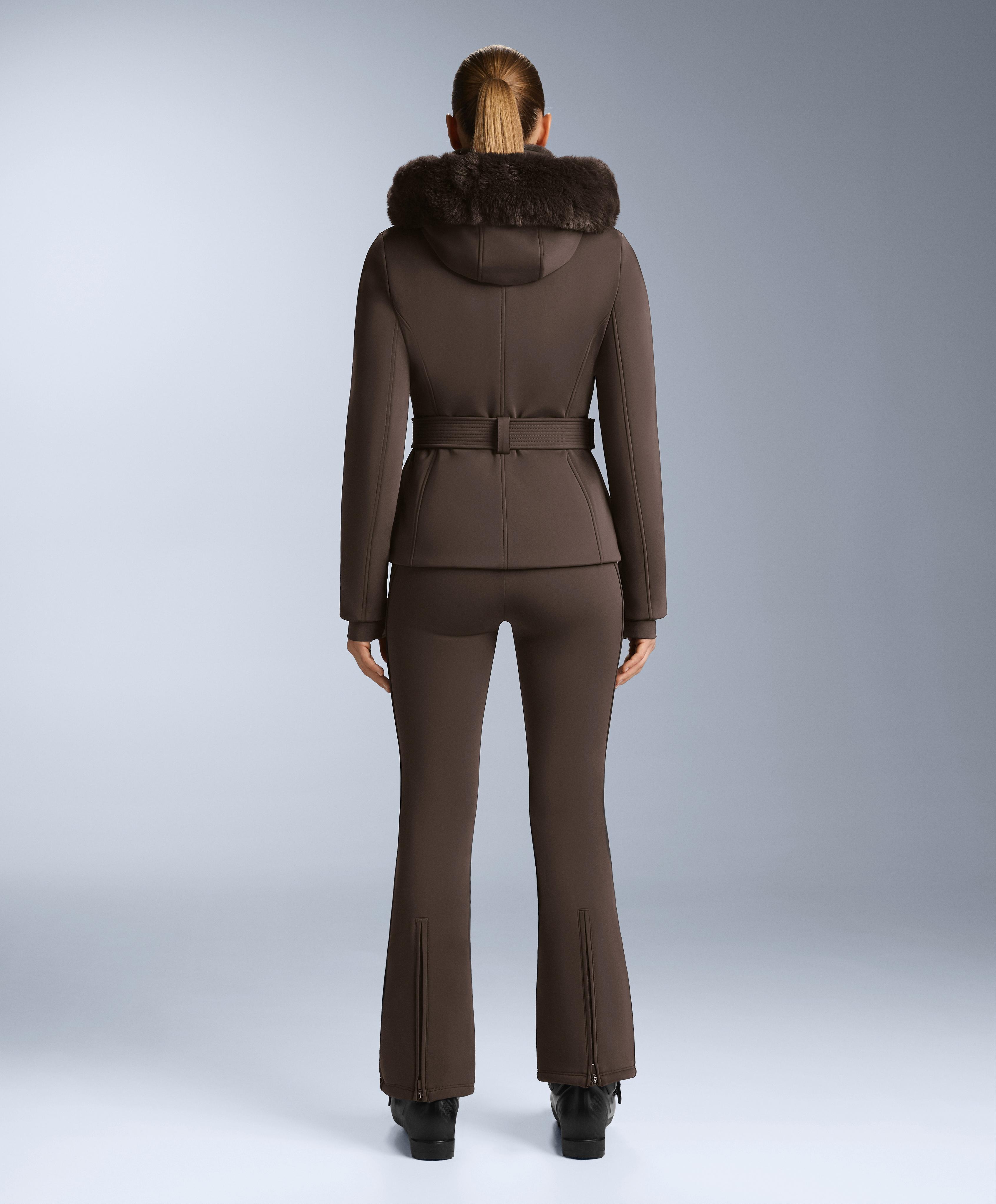 Water-resistant flare stretch SKI trousers — DARK BROWN