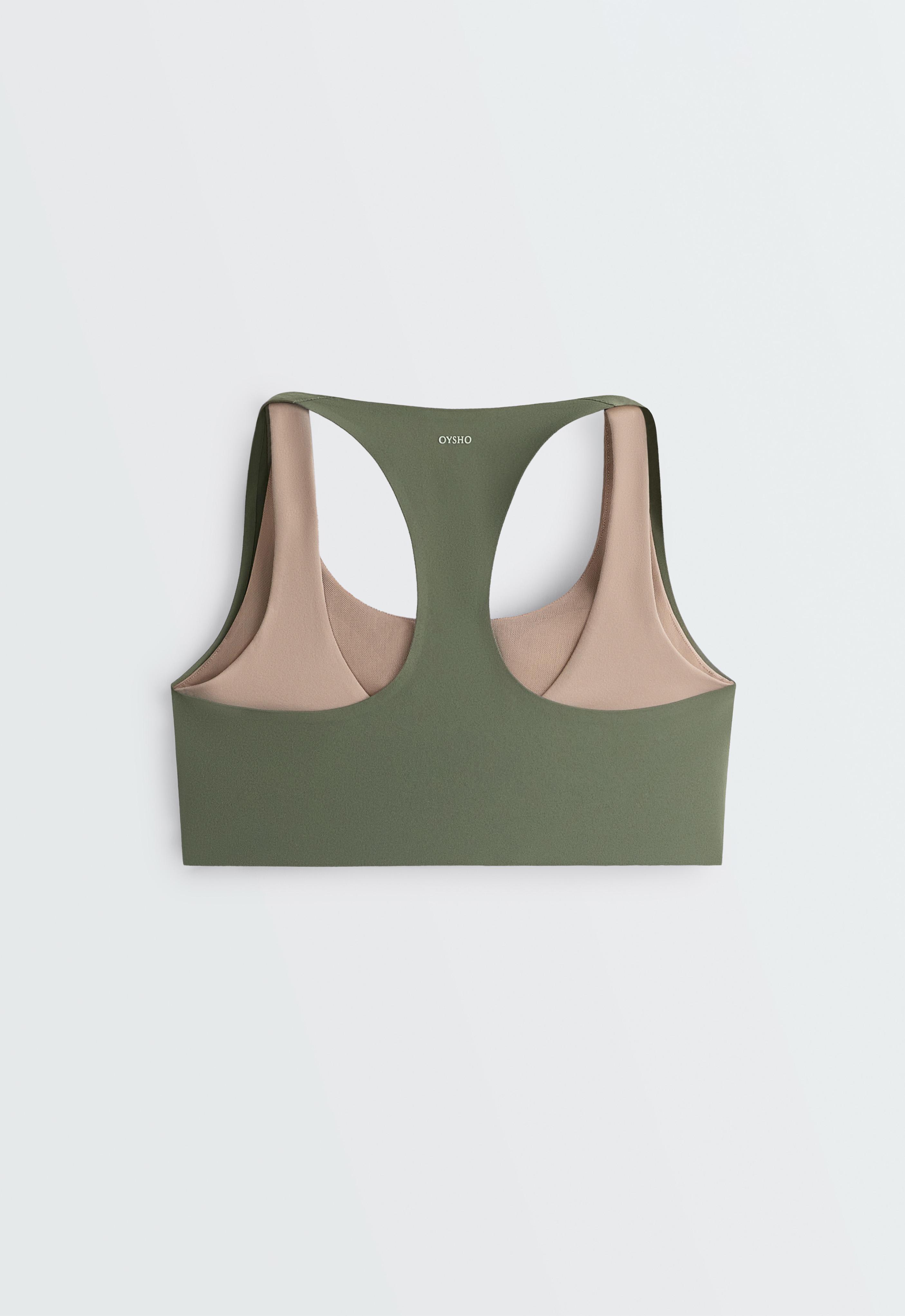 Evermove medium-support double-layer sports bra — KHAKI